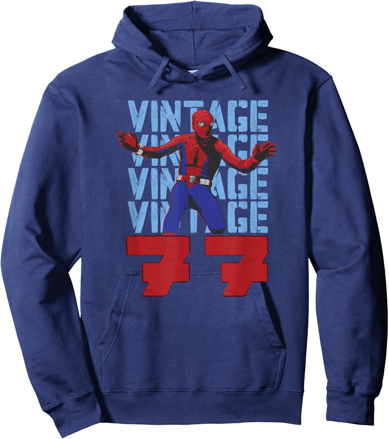 Marvel Spider-Man 60th Anniversary Vintage 77 Stack Hoodie - Hoodie | Navy