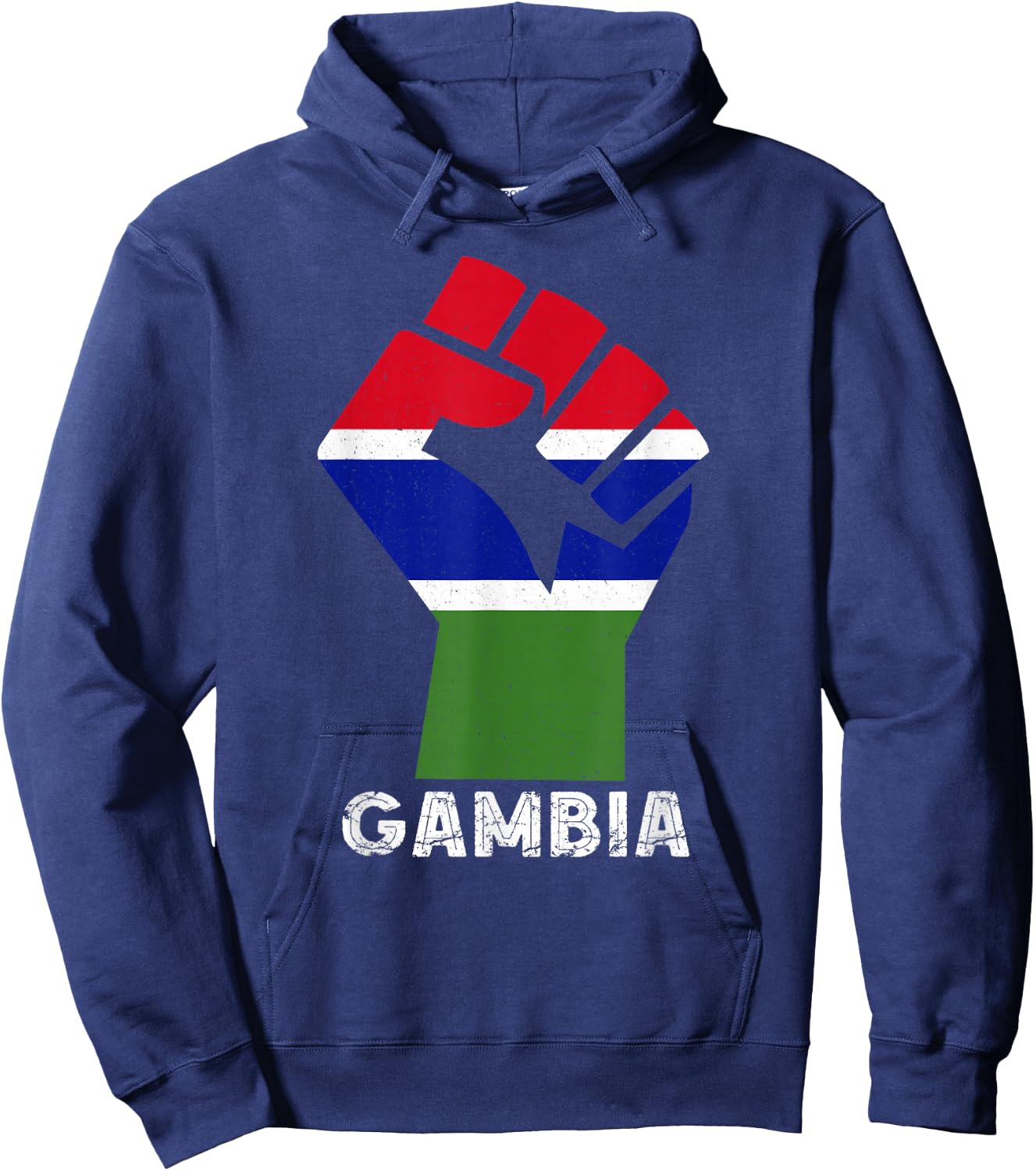 Gambian Pride Handfist Patriotic Gambian Flag Gambia Hoodie - Hoodie | Navy