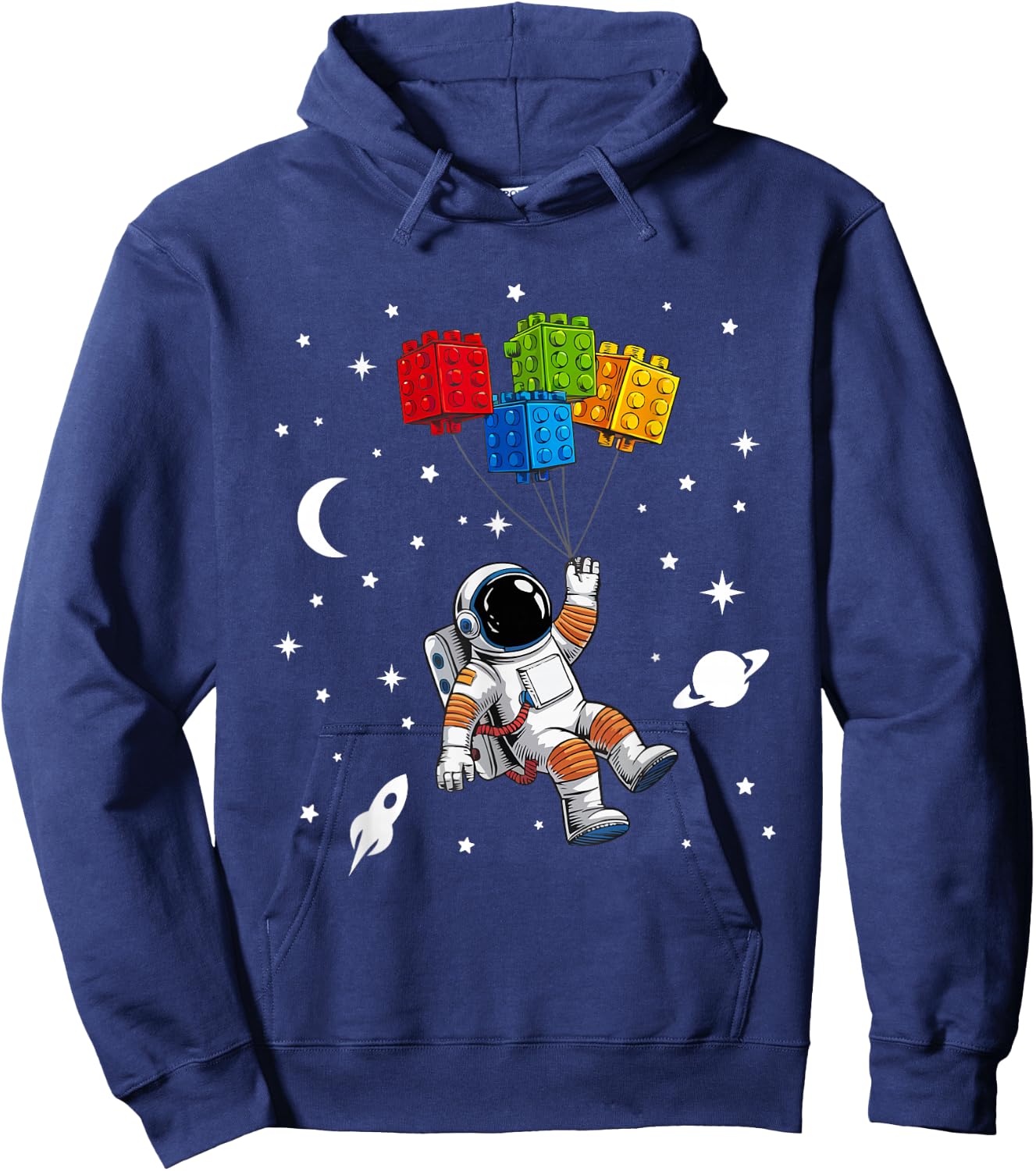Space Astronaut Funny Building Blocks Bricks Master Builder Hoodie - Hoodie | Navy
