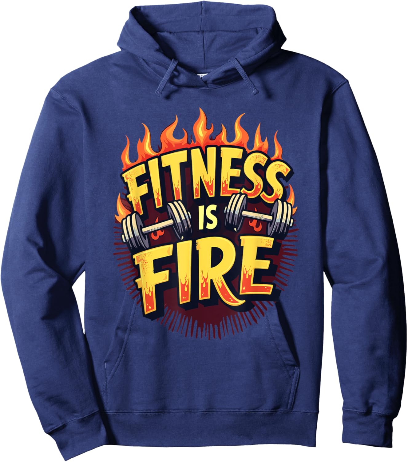 Fitness Is Fire | Motivational Gym Workout Hoodie - Hoodie | Navy