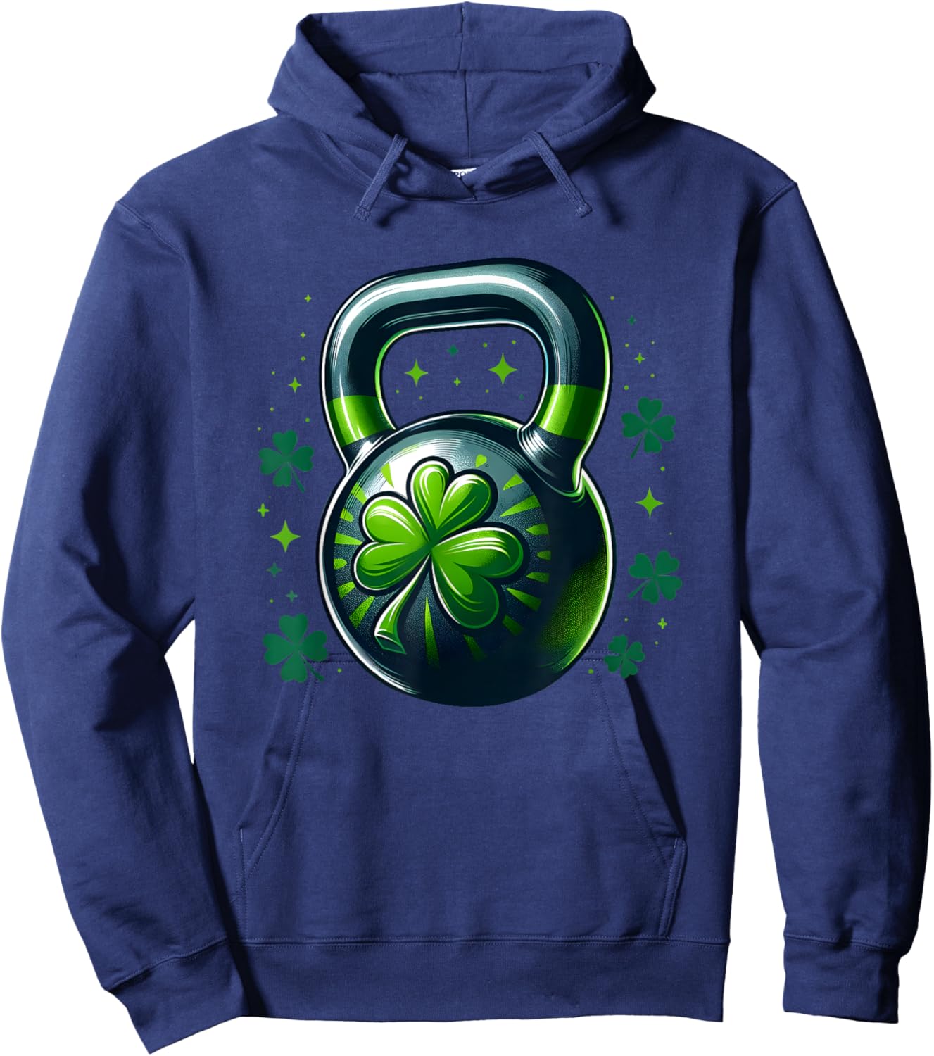 Kettlebell Shamrock St Patricks Day Gym Workout Fitness Hoodie - Hoodie | Navy