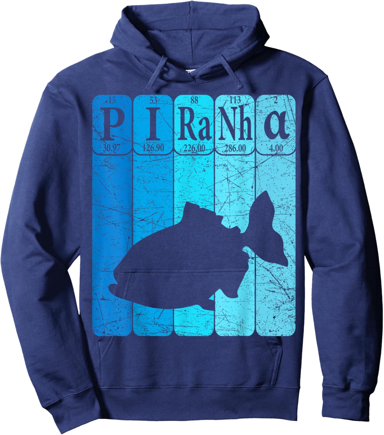 Piranha Periodic Table Elements Piranha Fish Retro Hoodie - Hoodie | Navy