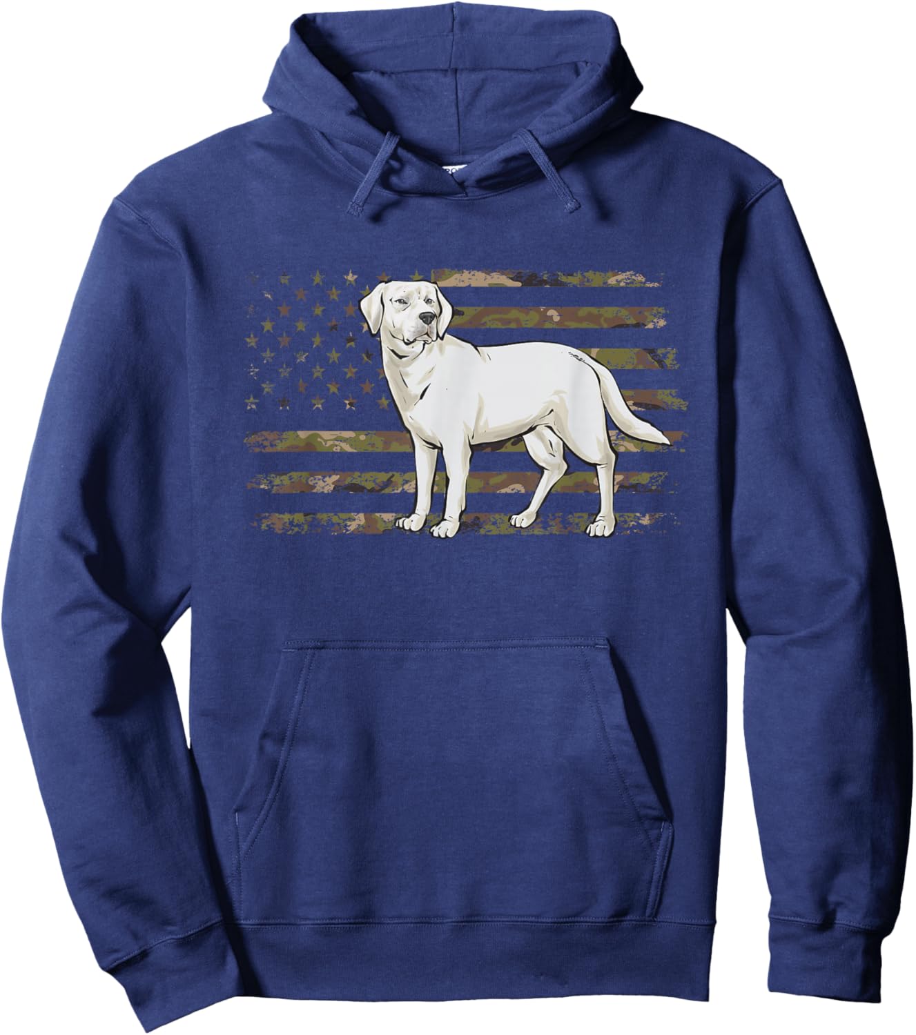 White Lab American Flag White Labrador Retriever Hoodie - Hoodie | Navy