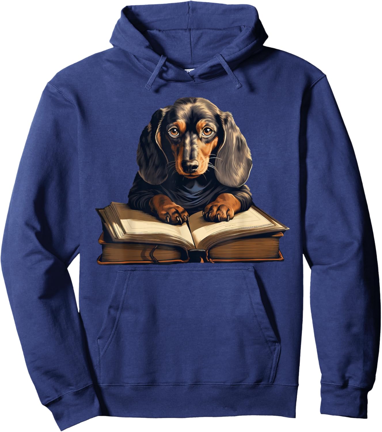 Cute Dog Dachshund Reading Book Hoodie - Hoodie | Navy