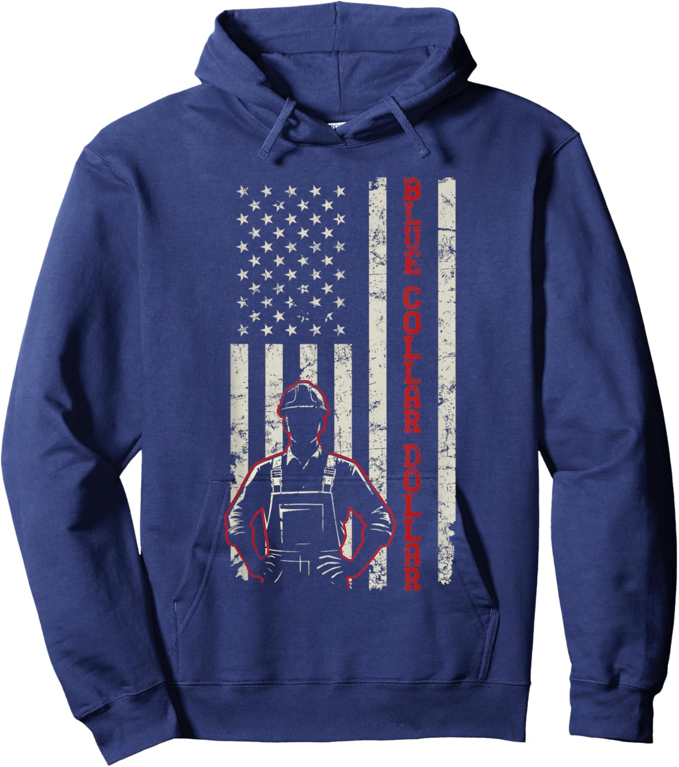 American Worker Labor Day Workwear Blue Collar Dollar Hoodie - Hoodie | Navy