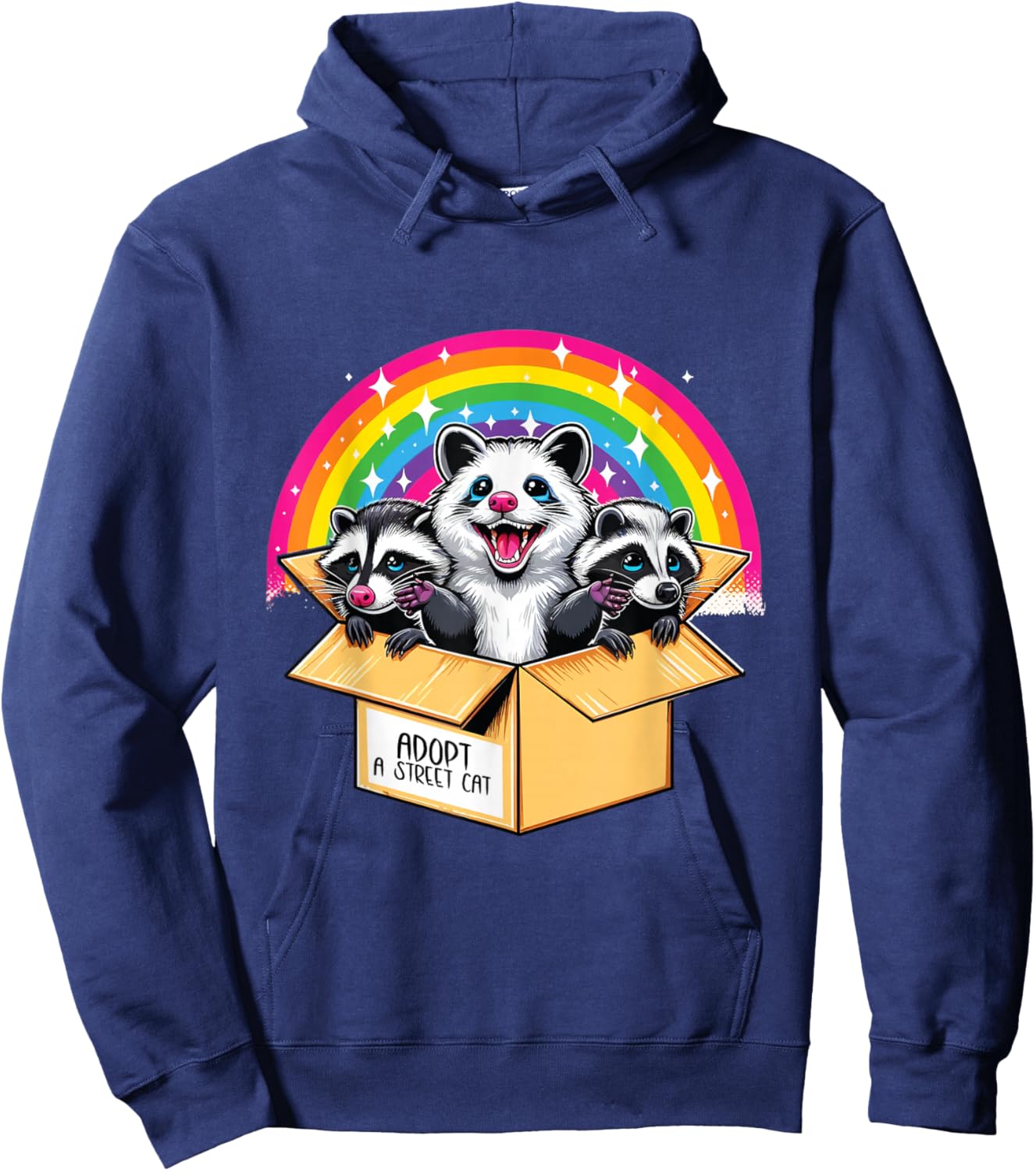 Adopt a Street Cat Shirt Team Trash Raccoon Opossum Skunk Men Women Girls Kids Hoodie - Hoodie | Navy