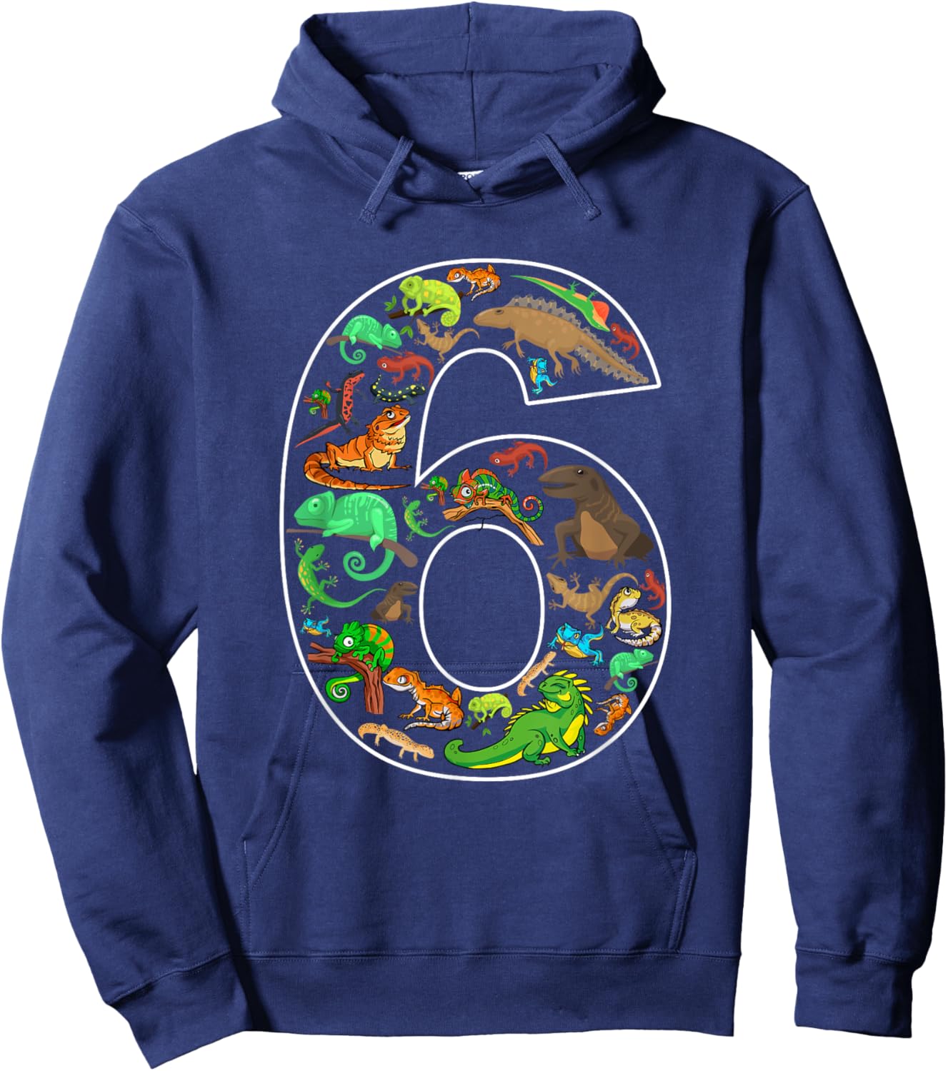 6th Birthday Reptile Theme 6 Year Old Birthday Boy Girl Hoodie - Hoodie | Navy