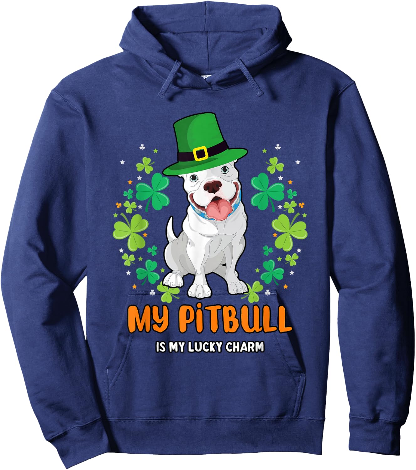 My Pitbull Is My Lucky Charm - Pitbull St Patrick's Day Hoodie - Hoodie | Navy