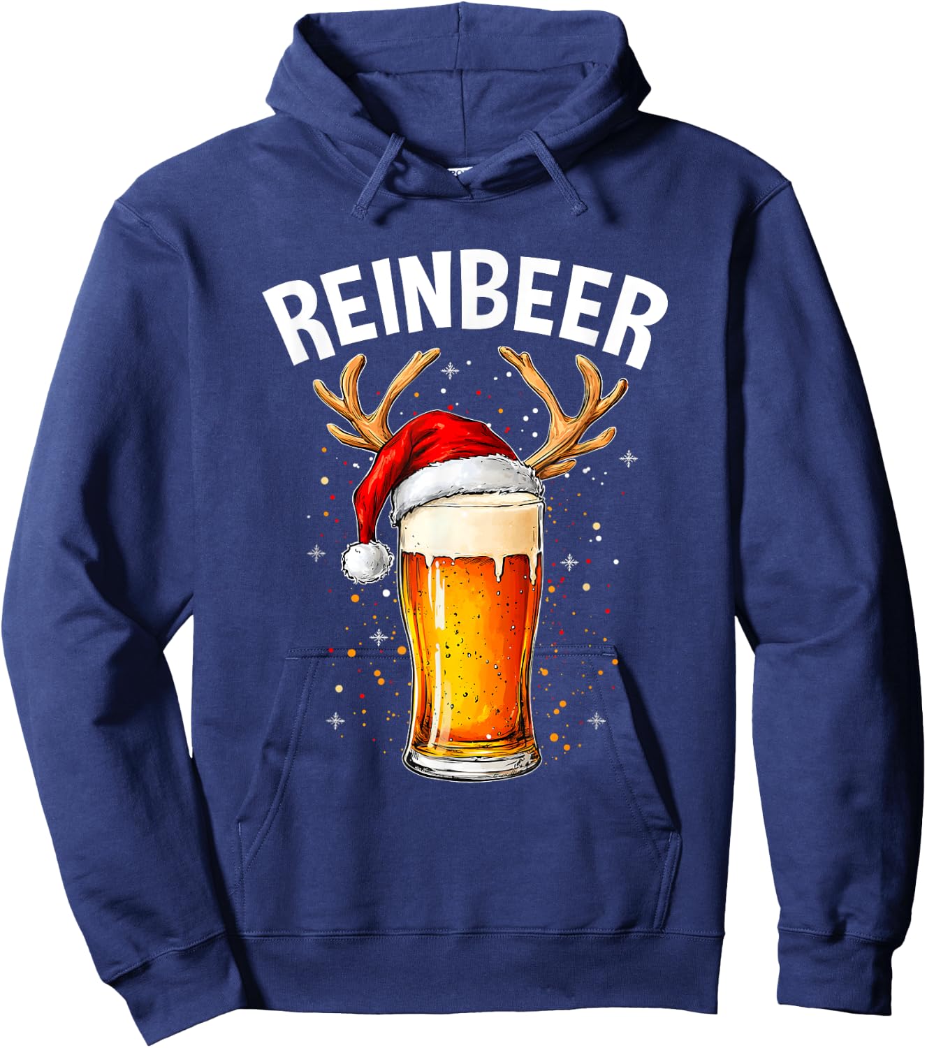 Reinbeer Winedeer Santa Hat Reindeer Couple Xmas Matching Hoodie - Hoodie | Navy