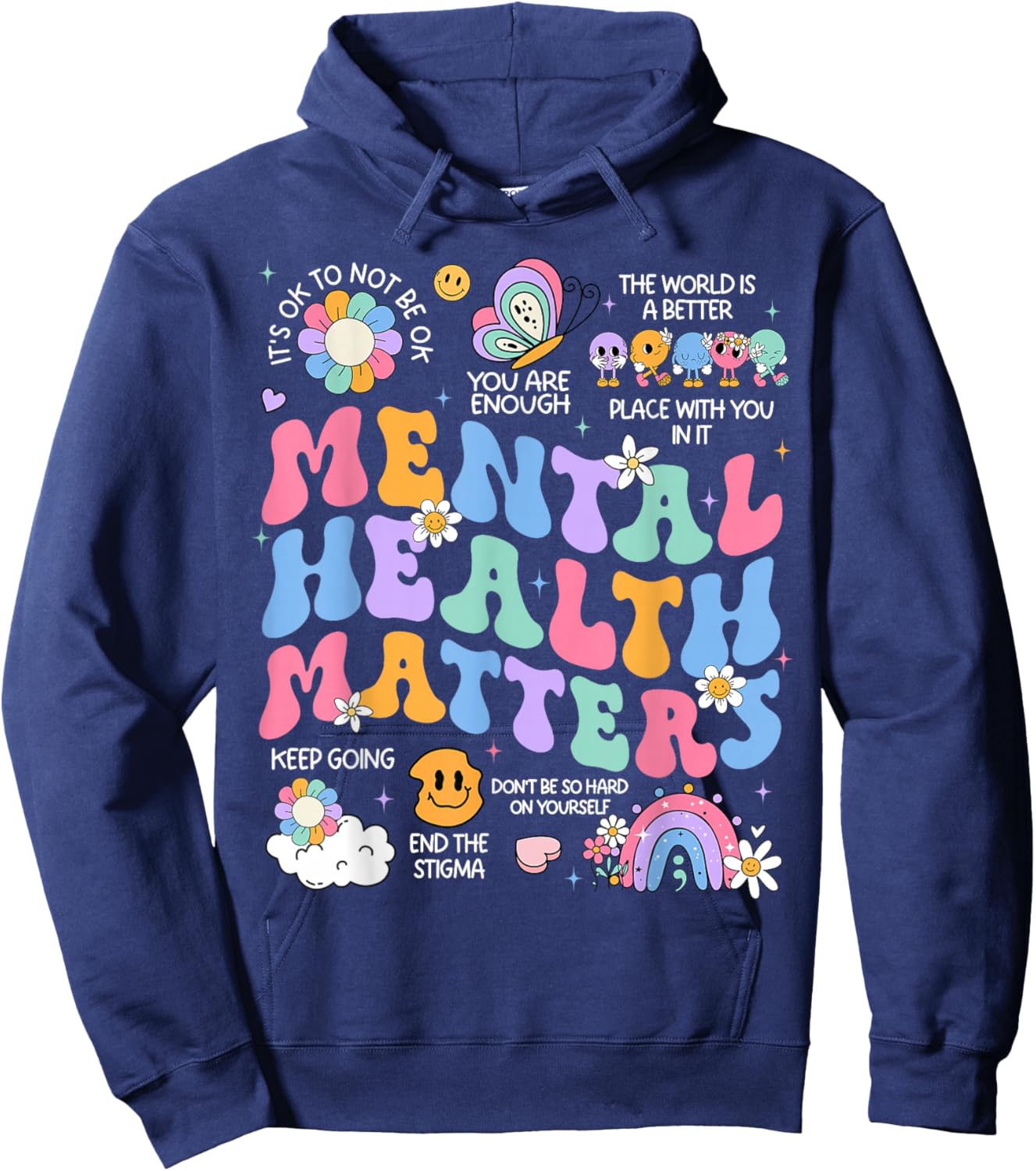 Mental Health Matters Human Brain Illness Awareness Hoodie - Hoodie | Navy