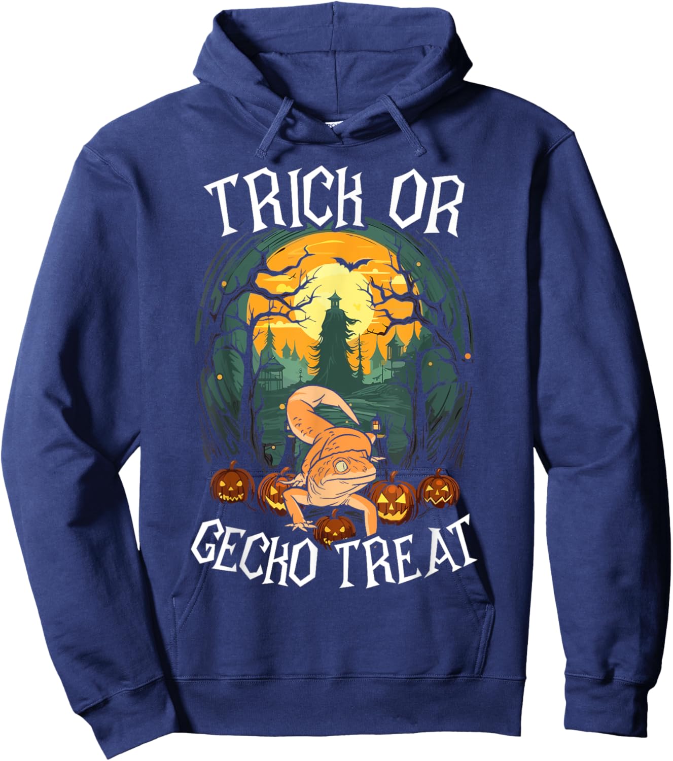 Gecko Halloween Scary Reptile Trick Or Treat Spooky Lizard Hoodie - Hoodie | Navy
