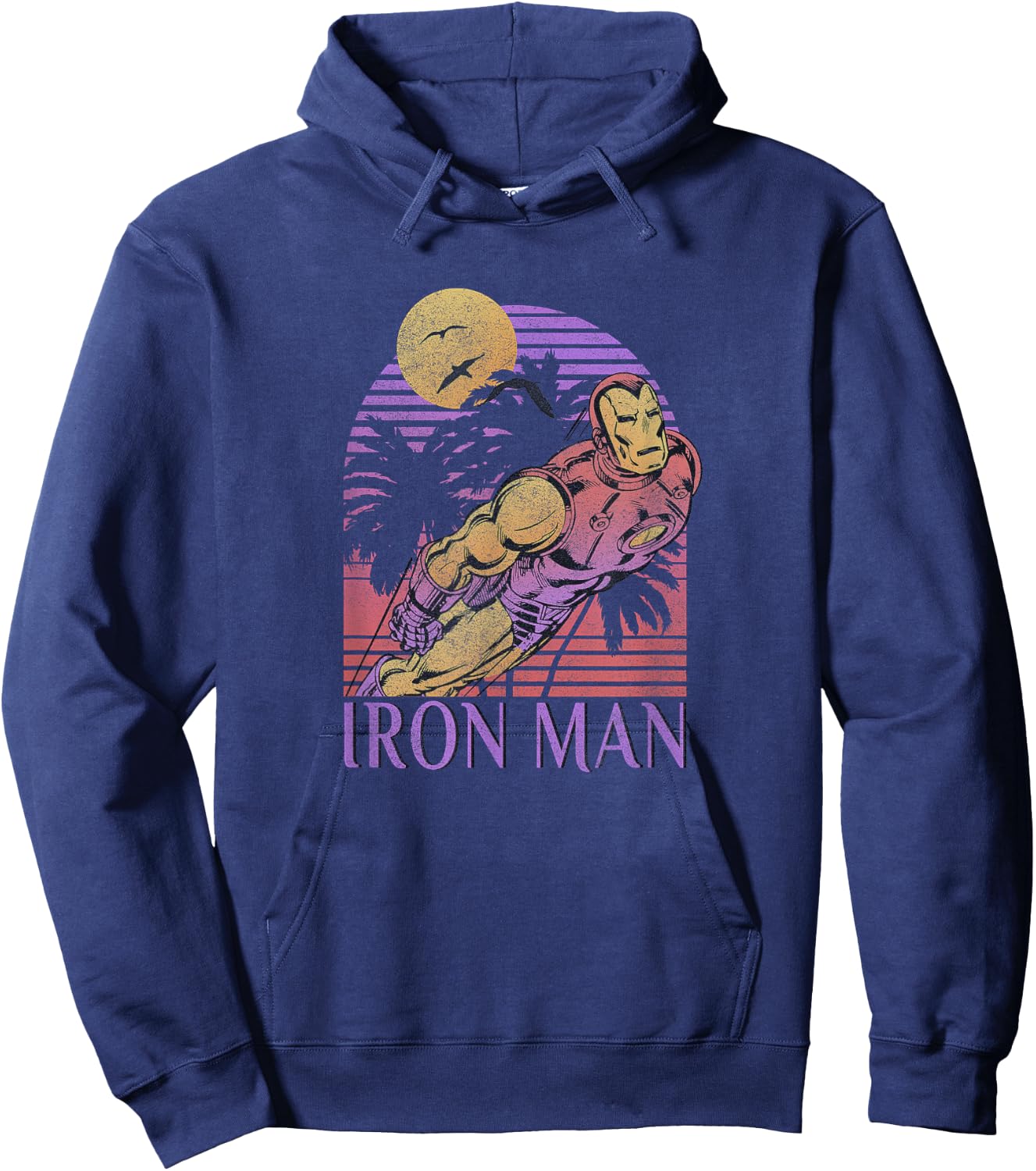 Marvel Iron Man Retro Distressed Portrait Hoodie - Hoodie | Navy