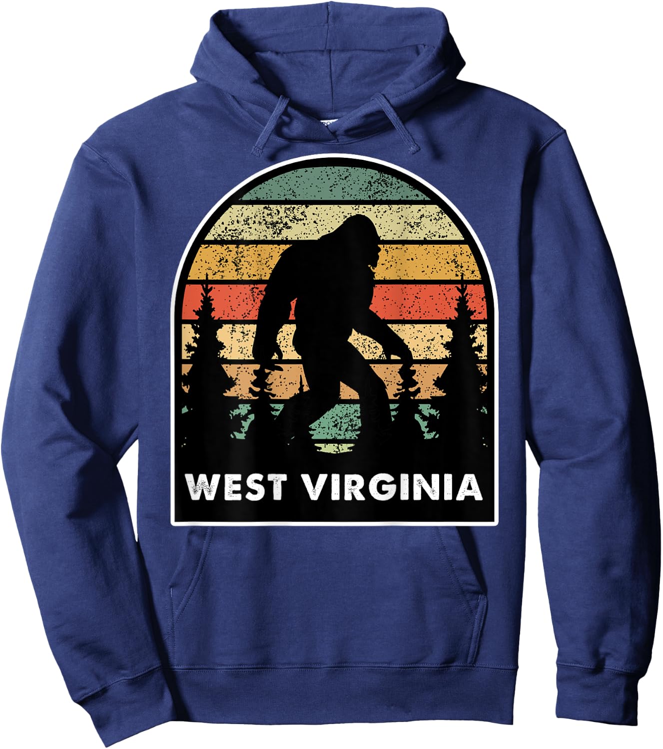 Printed on back, West Virginia and a Bigfoot, or a Sasquatch Hoodie - Hoodie | Navy