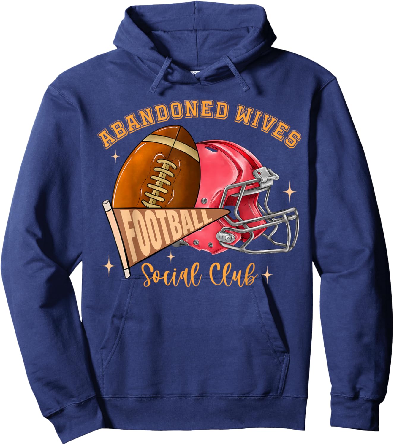Abandoned Wives Social Club Football Funny Coaches Wife Hoodie - Hoodie | Navy