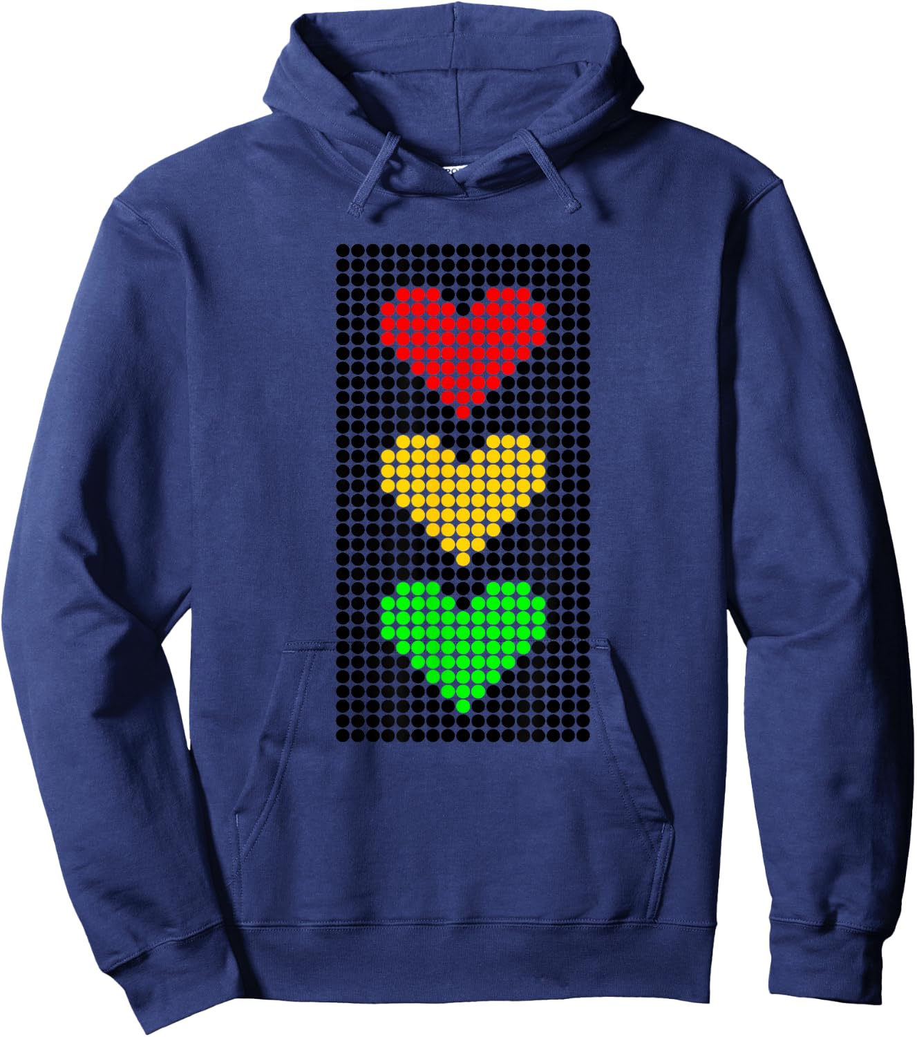 Dot Heart Stoplight Traffic Signal Stop-Caution-Go Hoodie - Hoodie | Navy