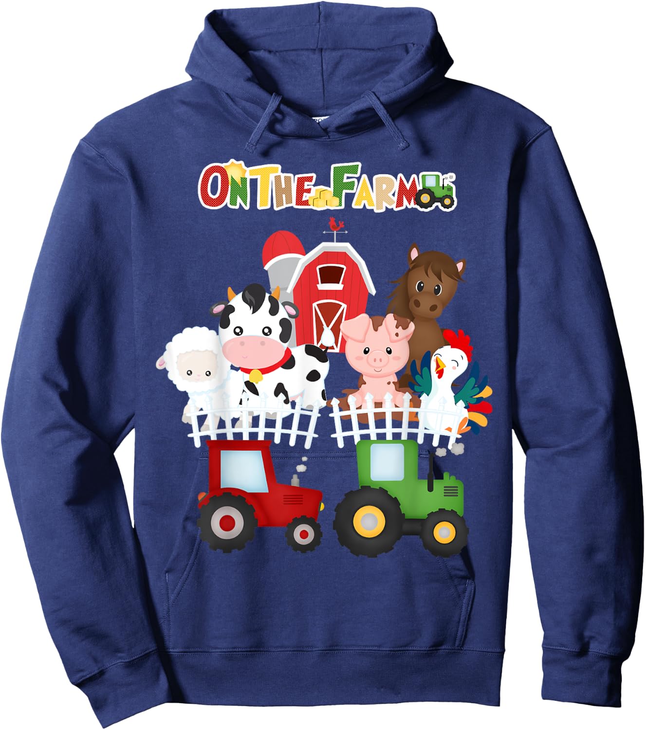 On The Farm Barnyard Farm Animals Cute Toddler Boys Girls Hoodie - Hoodie | Navy