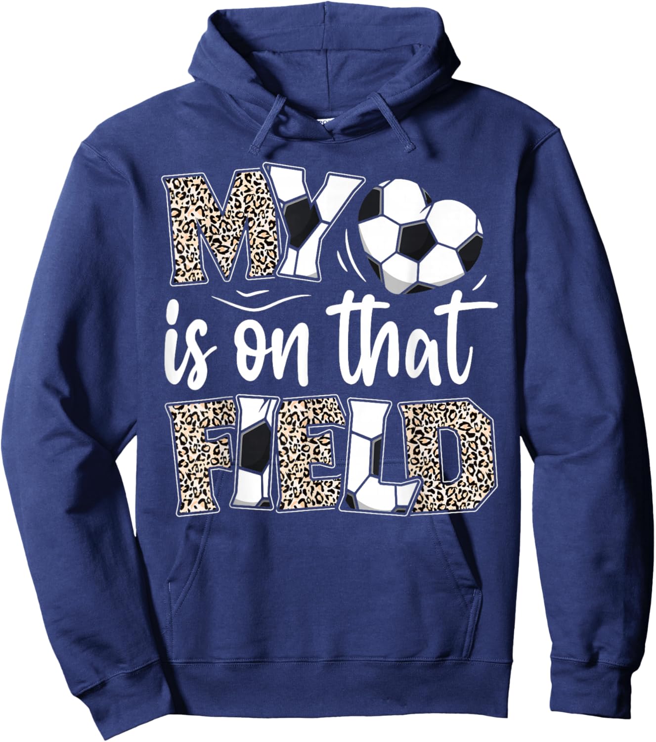 My heart is on that field Soccer leopard soccer mom player Hoodie - Hoodie | Navy