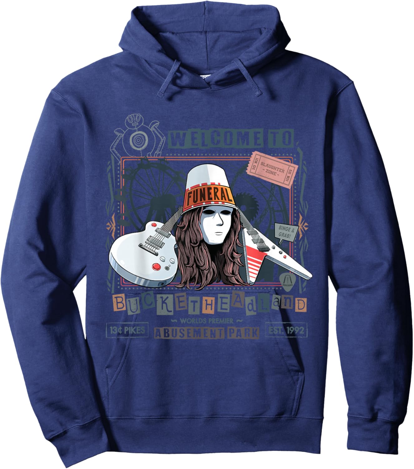 Welcome to Bucketheadland Pikes Amusement Park Hoodie - Hoodie | Navy