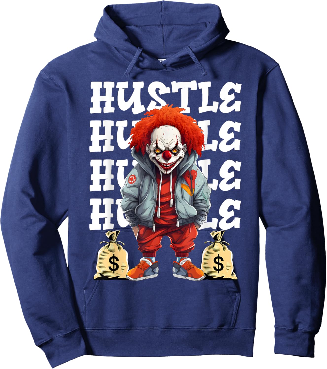 Hip Hop Scary Clown Hustle Money Urban Streetwear Halloween Hoodie - Hoodie | Navy