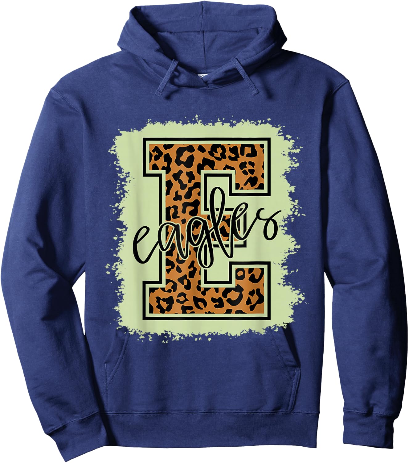 Eagles School Sports Fan Team Spirit Mascot Gift Bleached Hoodie - Hoodie | Navy