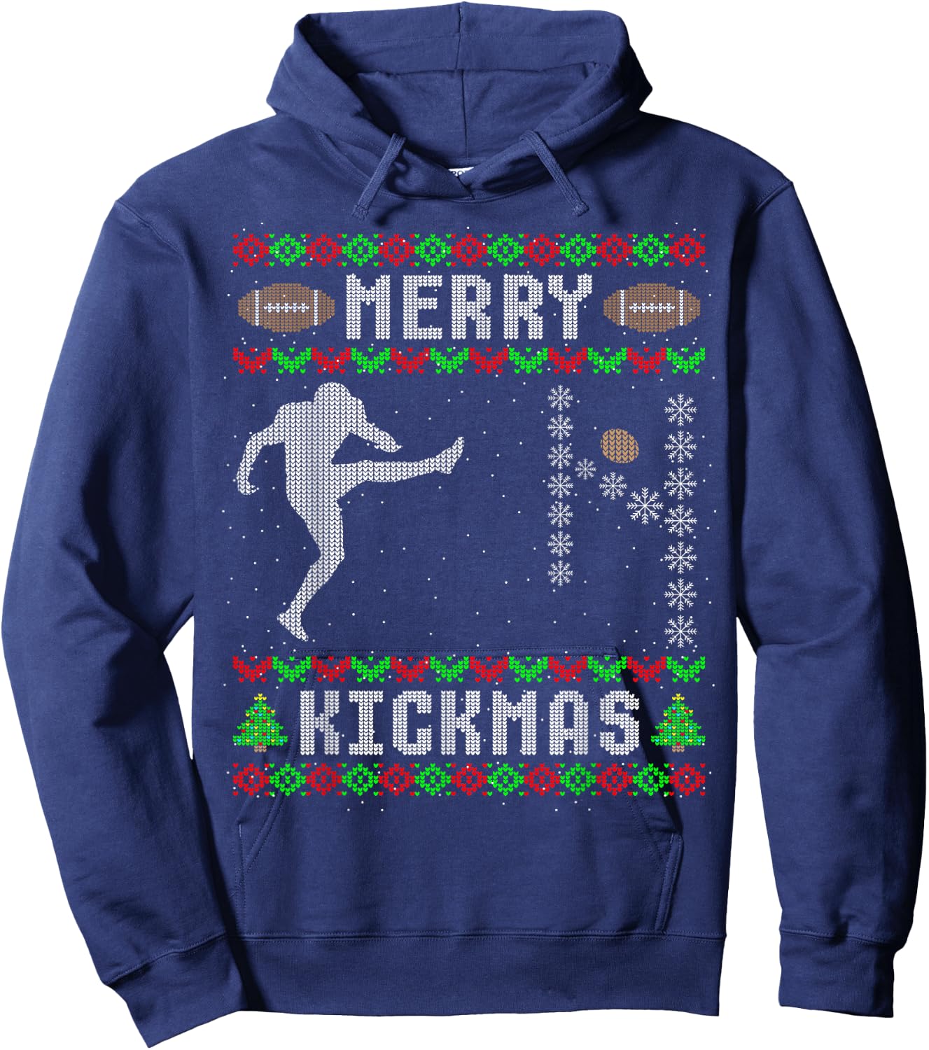 Funny Ugly Christmas Football Sport Team Kicker Hoodie - Hoodie | Navy