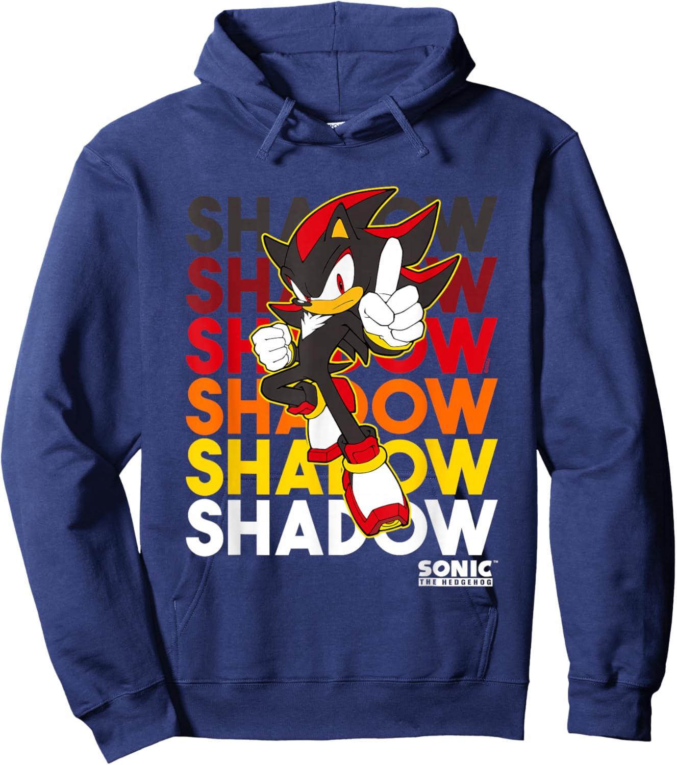 Sonic The Hedgehog Shadow Stacked Text Cool Logo Hoodie - Hoodie | Navy