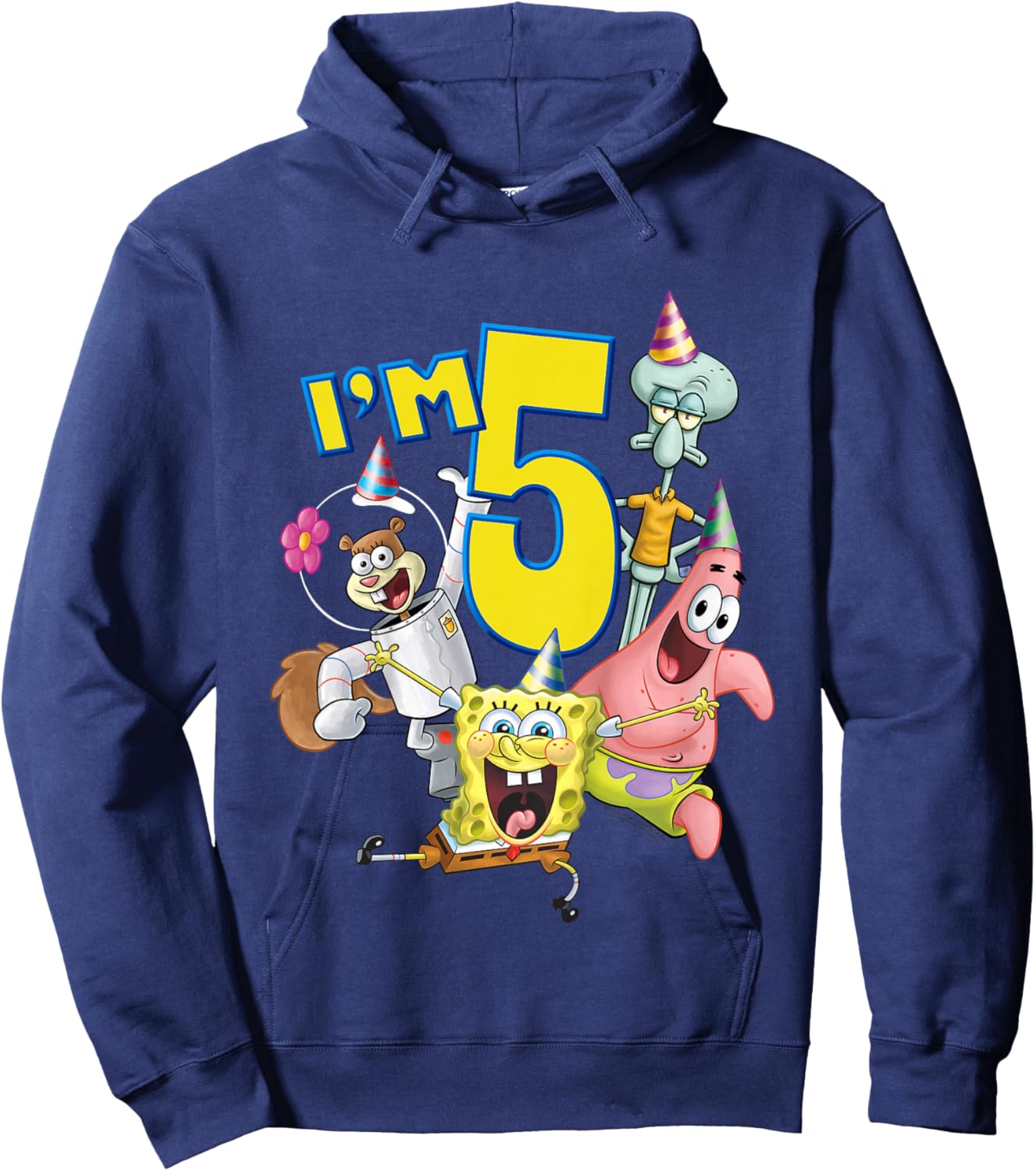 Kids Spongebob Squarepants 5th Birthday Today I'm 5 Hoodie - Hoodie | Navy