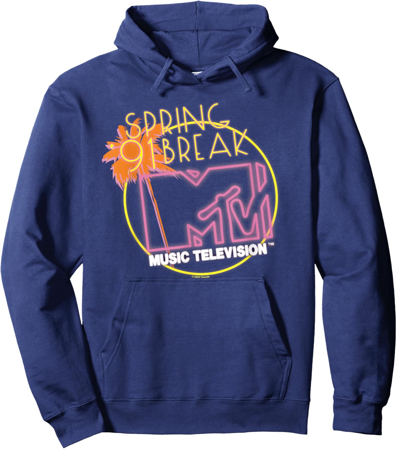 MTV Spring Break '91 Neon Sign Hoodie - Hoodie | Navy