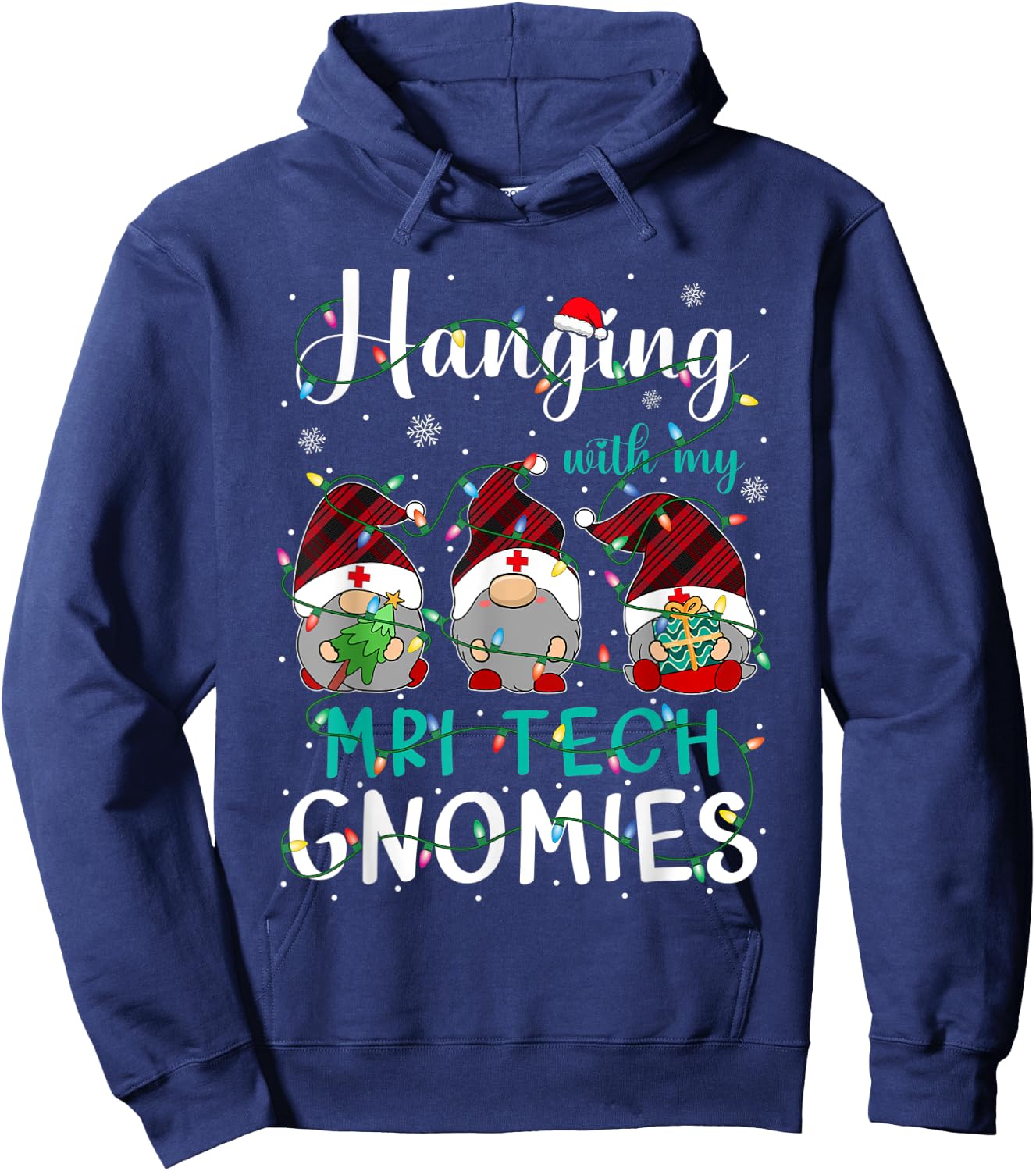 Hanging With My MRI Tech Gnomies Three Gnomes Christmas Hoodie - Hoodie | Navy
