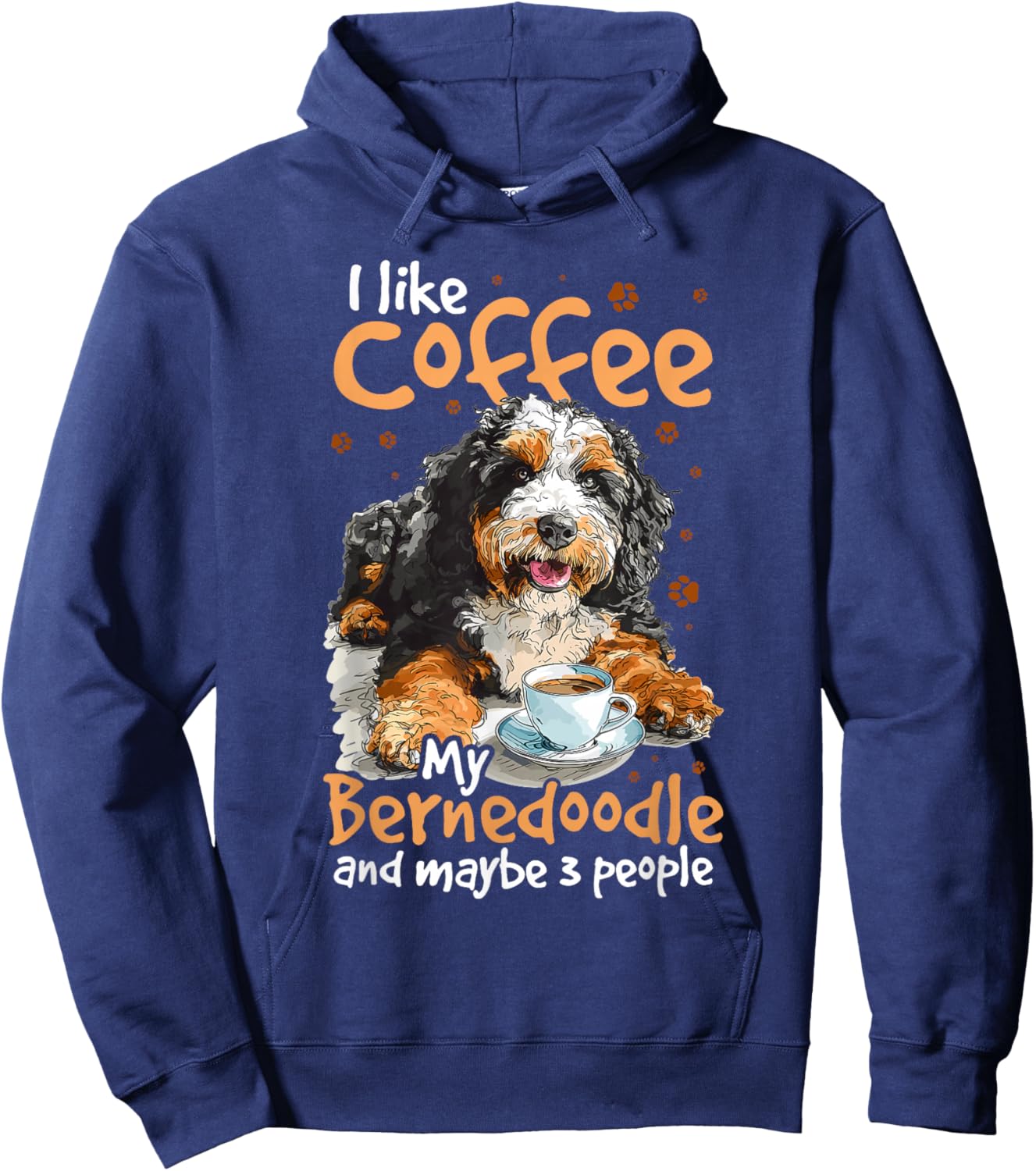 Bernedoodle Dog Breed Pet I like coffee my Bernedoodle Hoodie - Hoodie | Navy