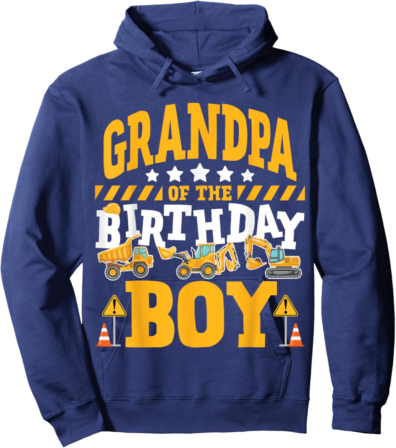 Grandpa of the Birthday Boy Excavator Construction Truck Hoodie - Hoodie | Navy