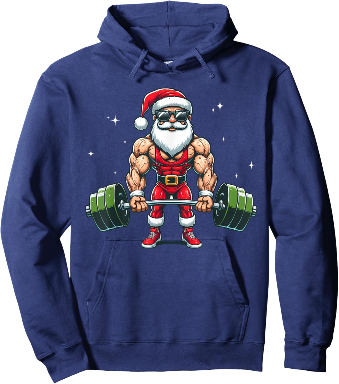 Santa Deadlift Bodybuilder Funny Fitness Christmas in july Hoodie - Hoodie | Navy
