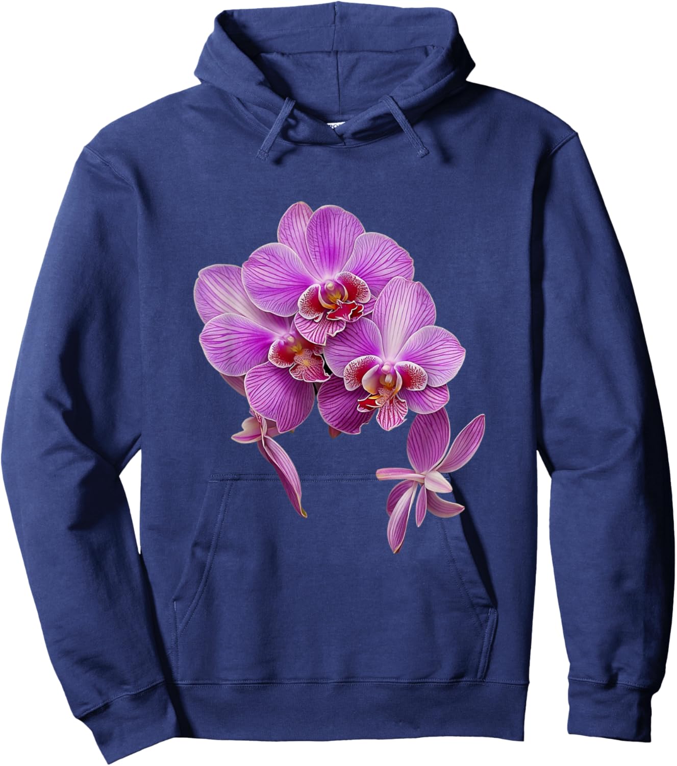 Magenta Watercolor Vanda Orchid Flower Shapes Mania Orchid Hoodie - Hoodie | Navy