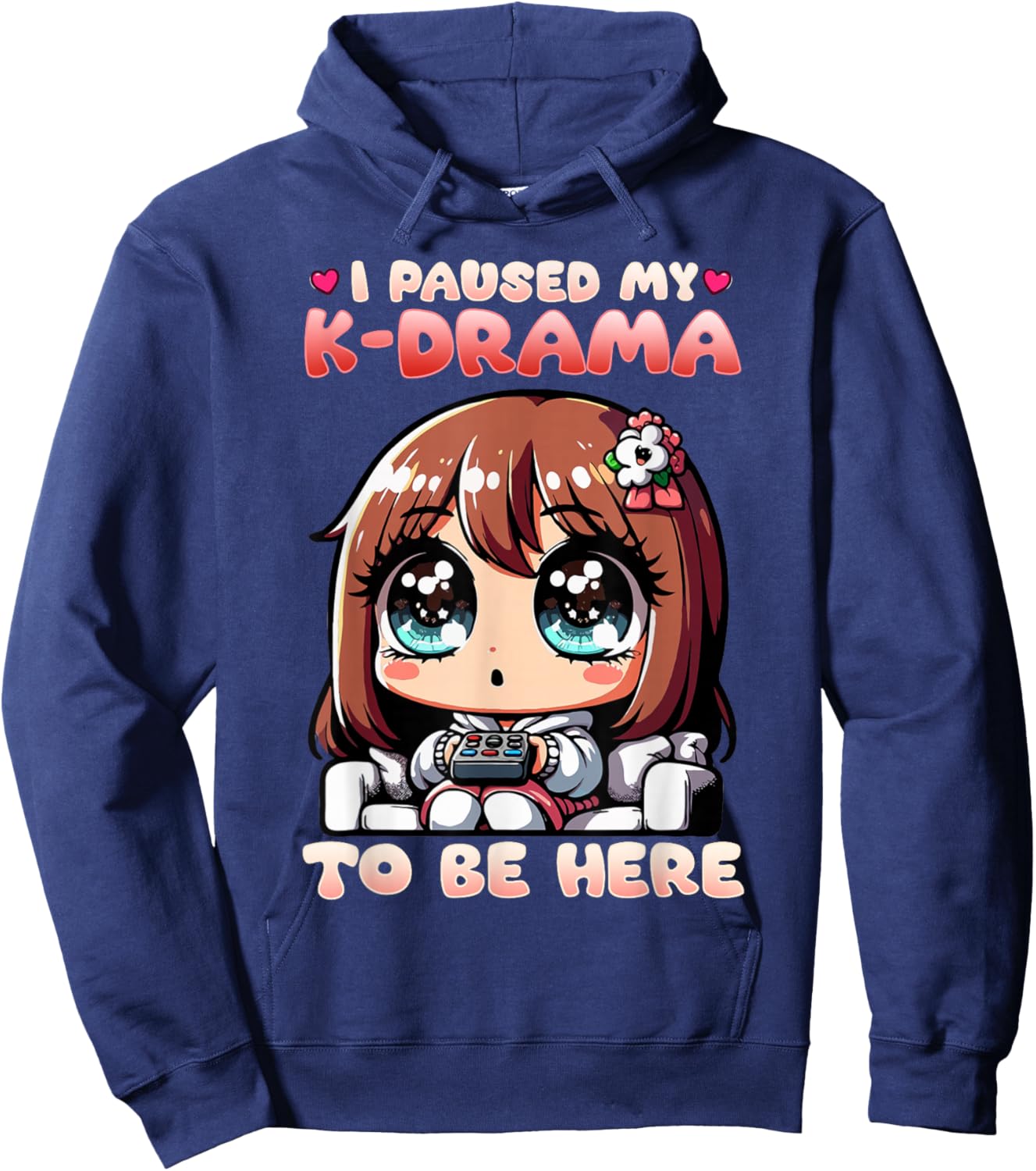 I Paused My K-Drama To Be Here I Finger Heart I Korean Music Hoodie - Hoodie | Navy