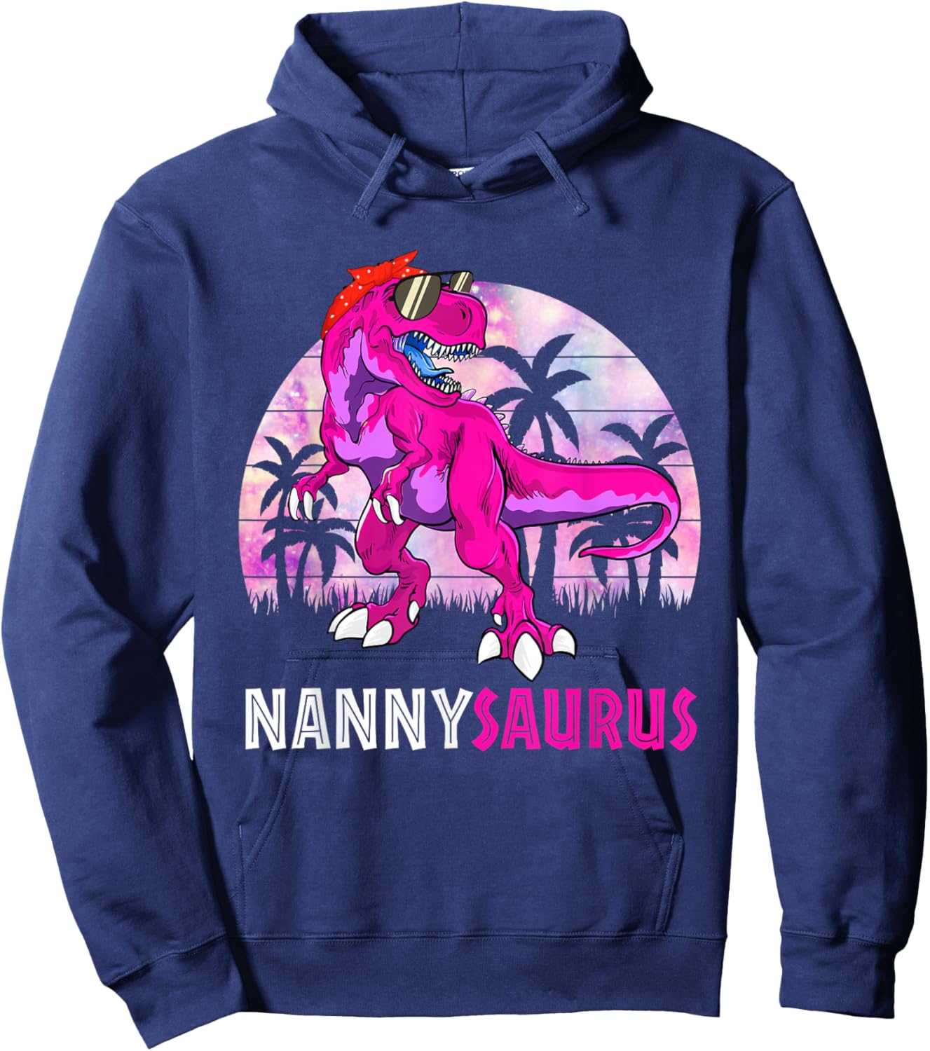 Nannysaurus T Rex Dinosaur Nanny Saurus Family Matching Hoodie - Hoodie | Navy