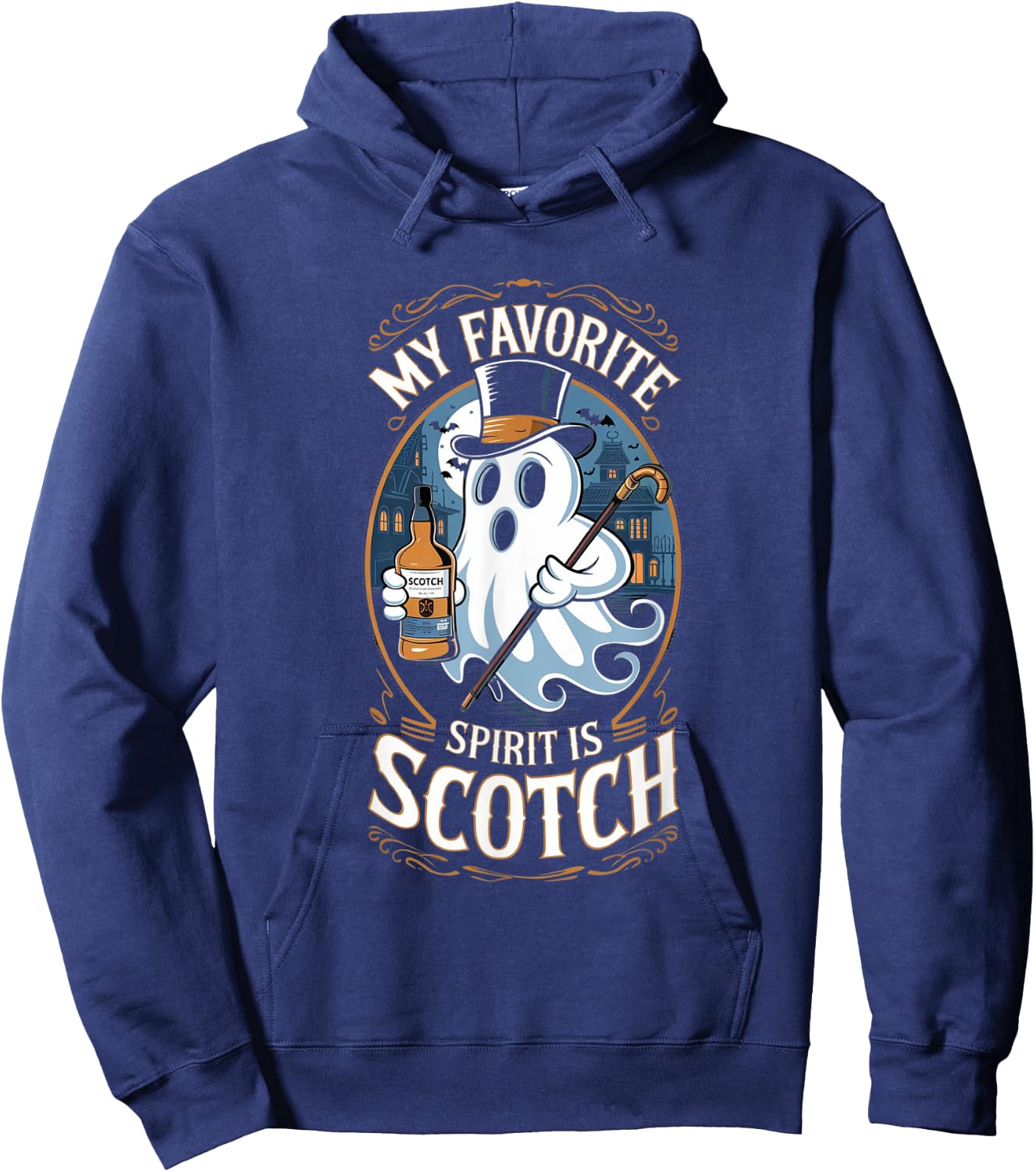 My Favorite Spirit Is Scotch Ghost Halloween Funny Hoodie - Hoodie | Navy