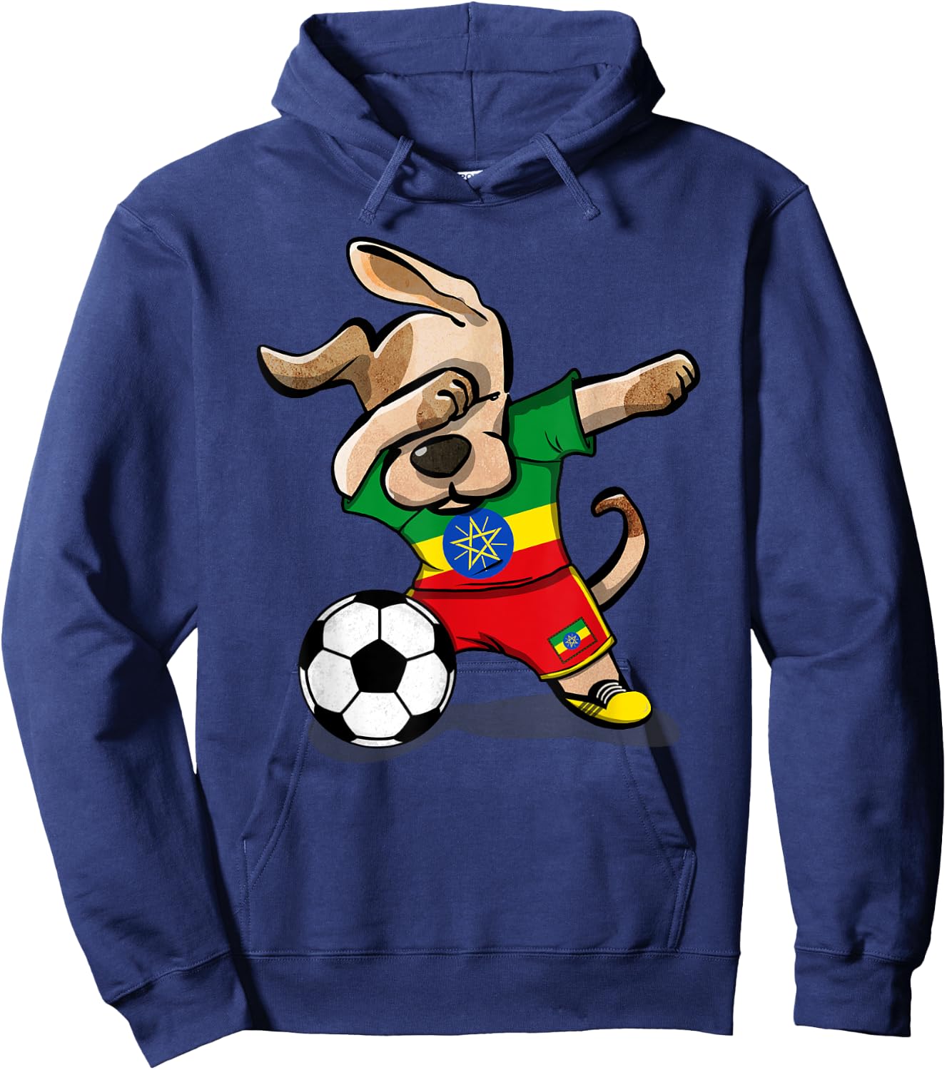 Dabbing Dog Ethiopia Soccer Fans Jersey Ethiopian Football Men Women Girls Kids Hoodie - Hoodie | Navy