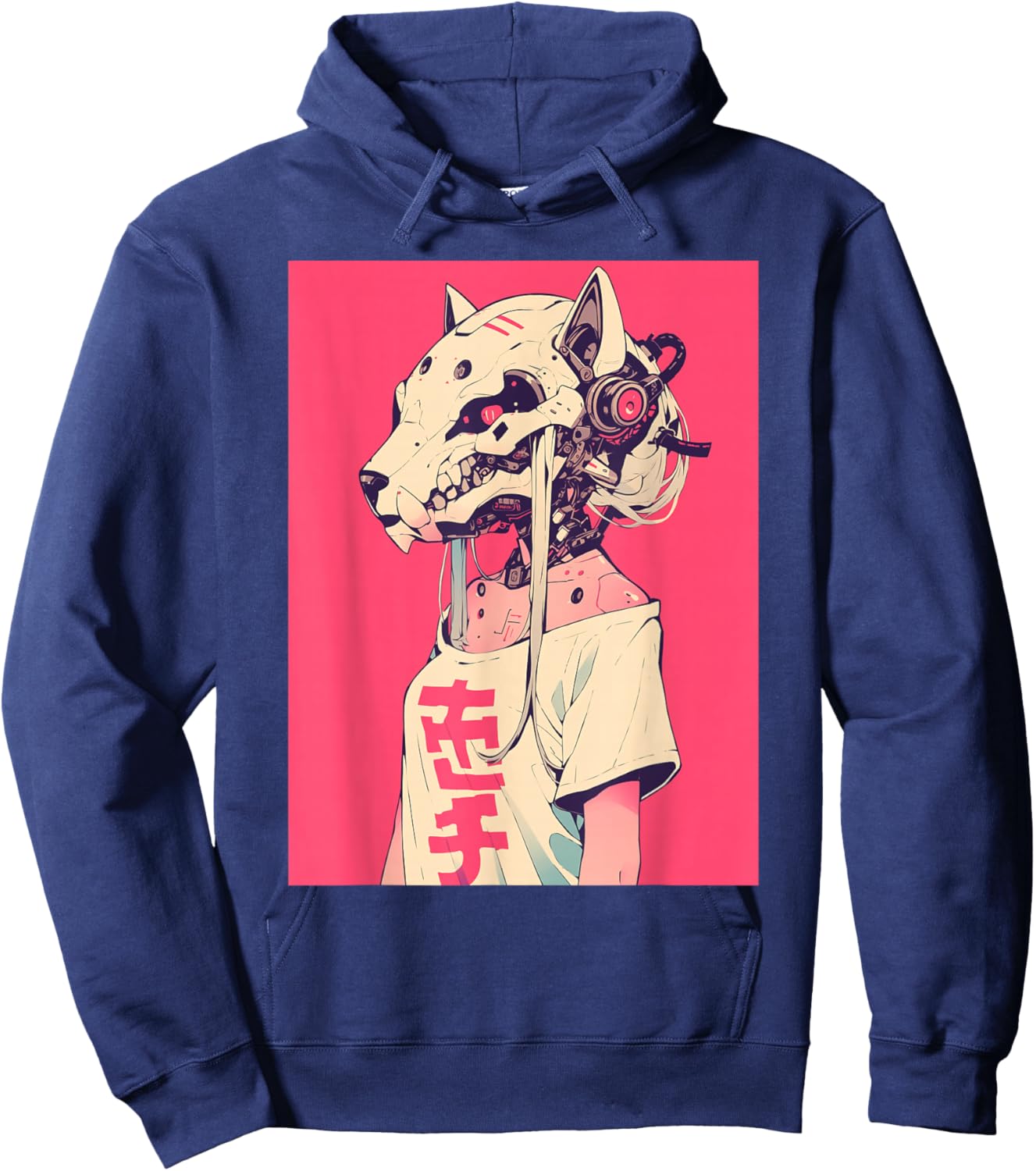 Anime Manga Cyberpunk Aesthetic Techwear Harajuku Cat Girl Hoodie - Hoodie | Navy