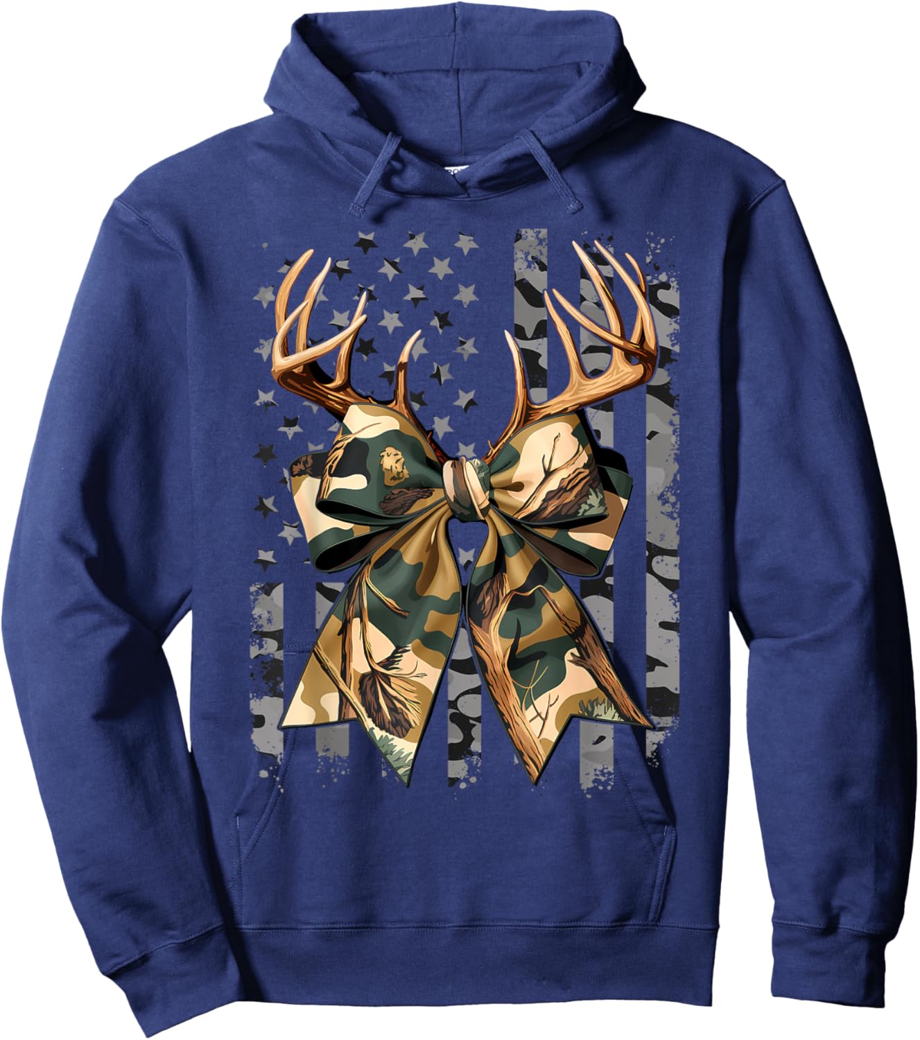 Camo Coquette Bow Deer Hunt Duck Hunting Women Girls Kids Hoodie - Hoodie | Navy