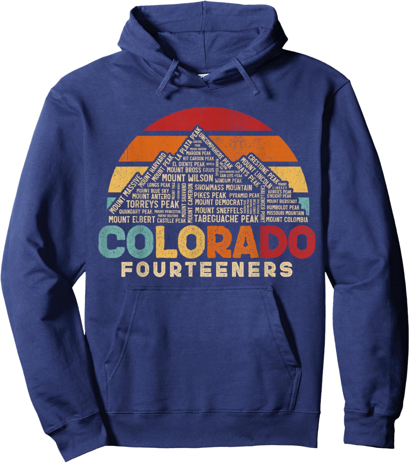 Colorado 14ers - Fourteeners - Rocky Mountain State Hiker Hoodie - Hoodie | Navy