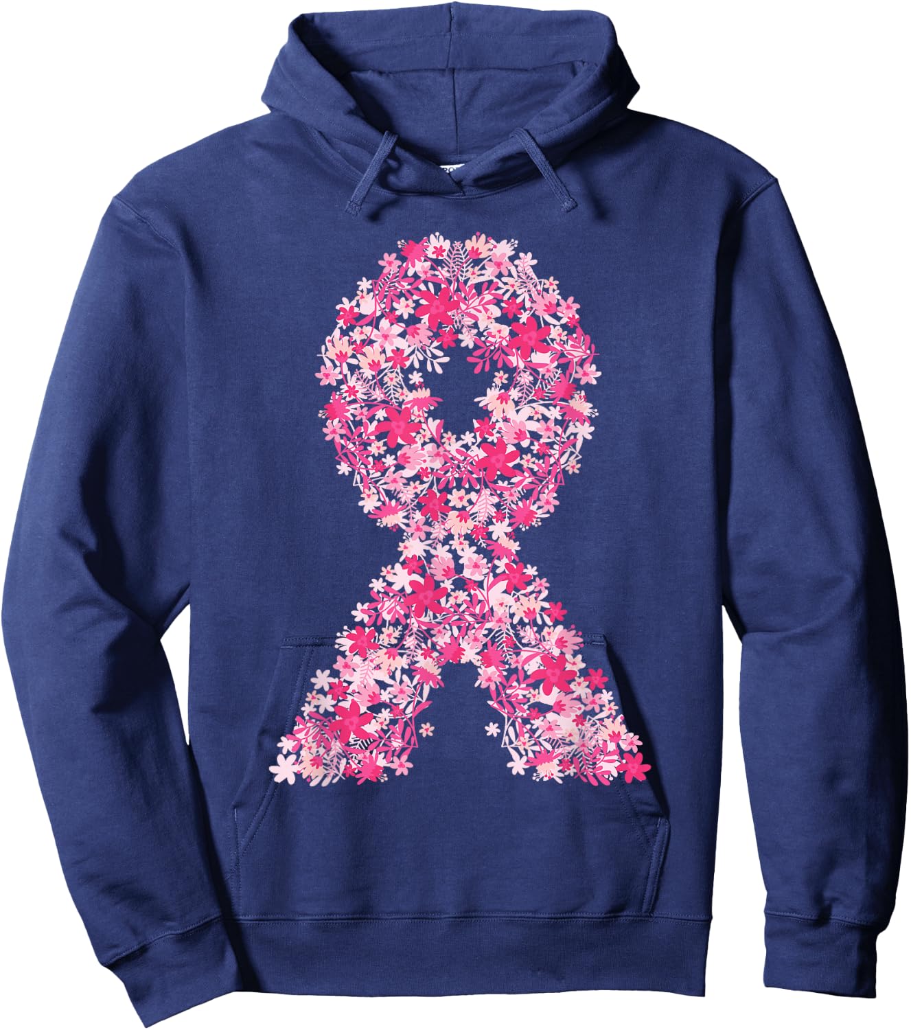 Breast Cancer Pink Ribbon Floral Flower Cute Awareness Gifts Hoodie - Hoodie | Navy