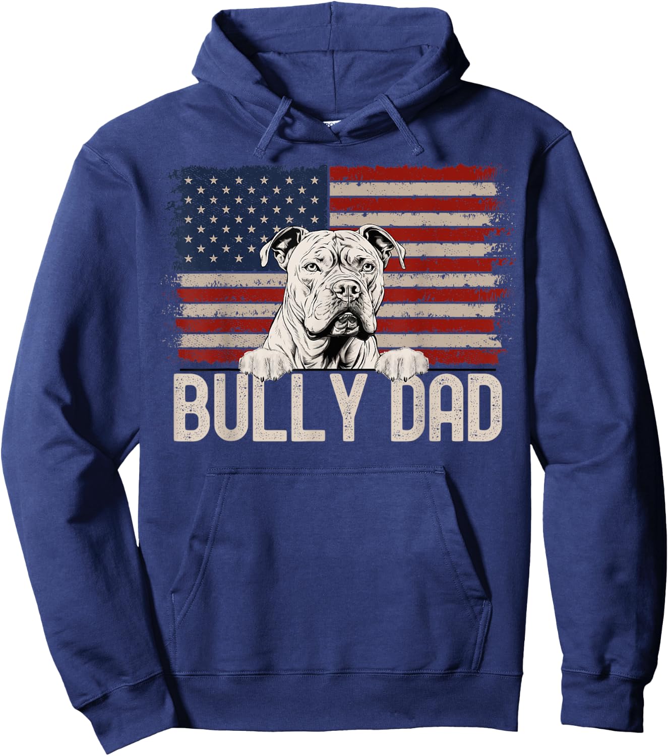 Best Dog Dad Ever American Flag - Bully Dad Hoodie - Hoodie | Navy
