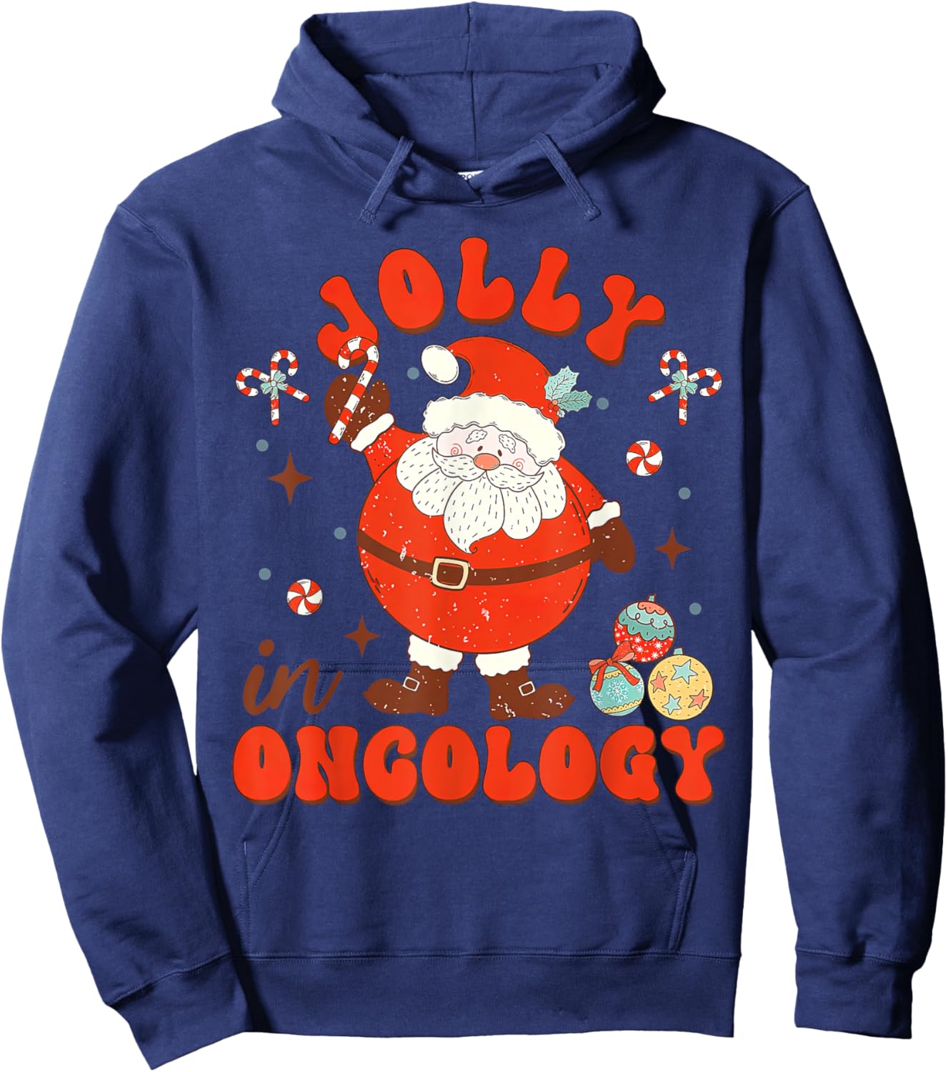 Jolly In Oncology Nurse Santa Christmas Oncology Department Hoodie - Hoodie | Navy