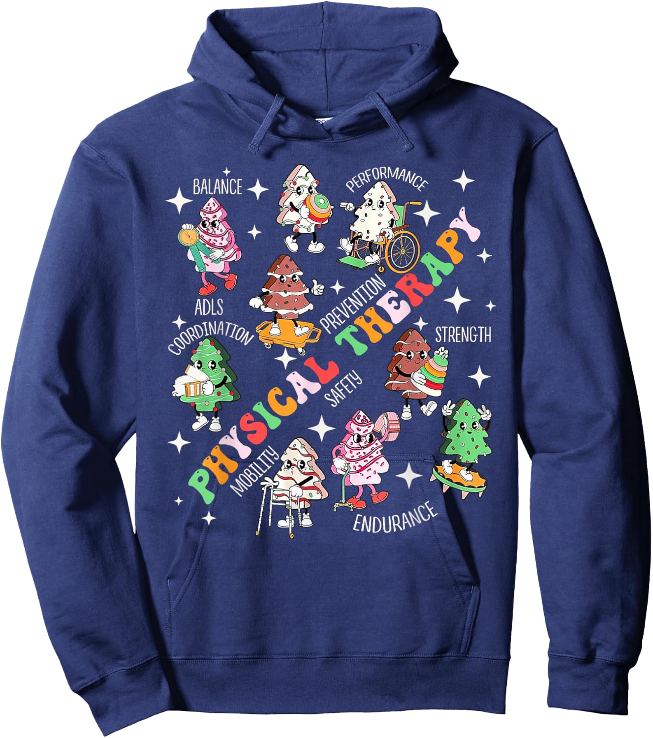 Physical Therapy Christmas Shirt PT Christmas Tree Cake Hoodie - Hoodie | Navy