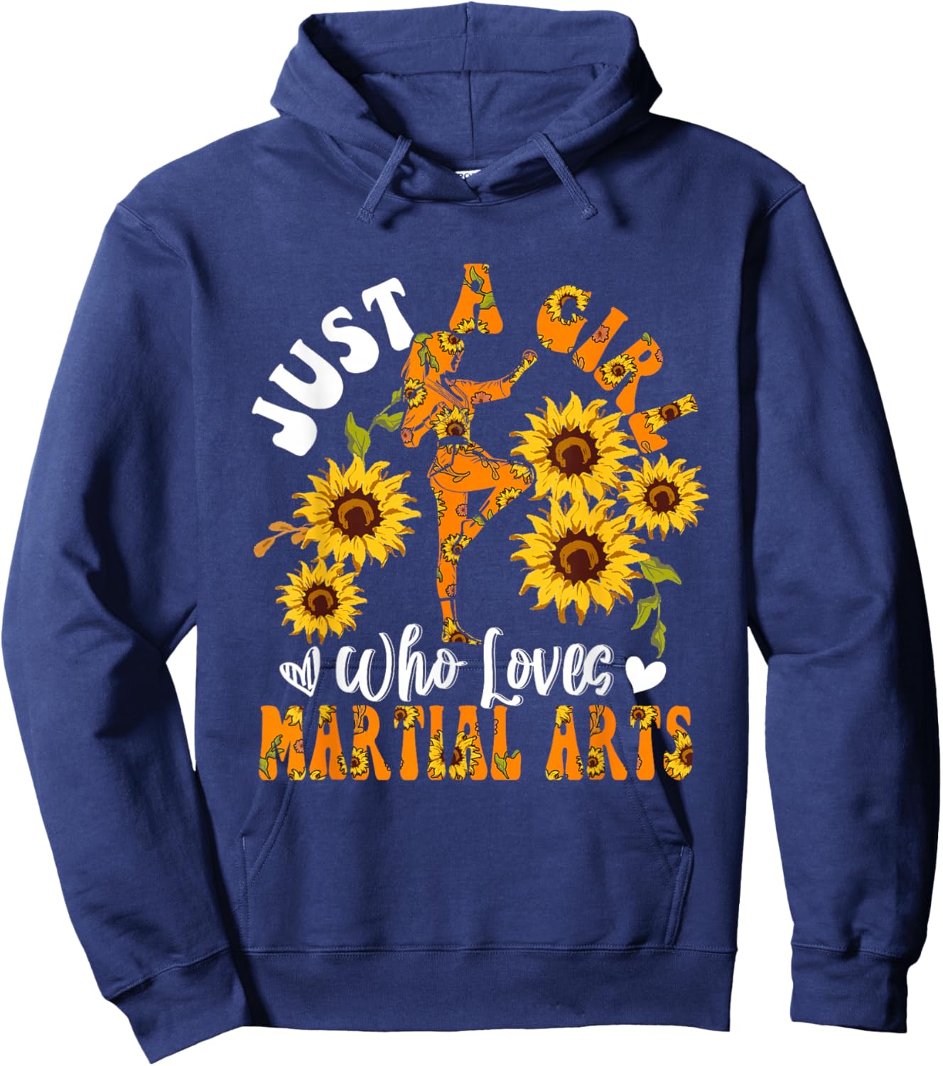 A Girl Loves Martial Arts Sport Lover Mother's Day Flowers Hoodie - Hoodie | Navy