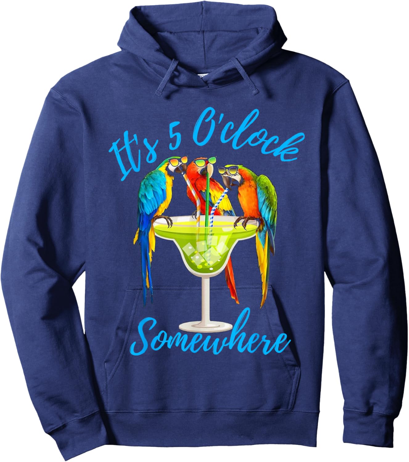 It's 5 O'clock Somewhere Funny Parrot Summer Beach Vacation Women Hoodie - Hoodie | Navy