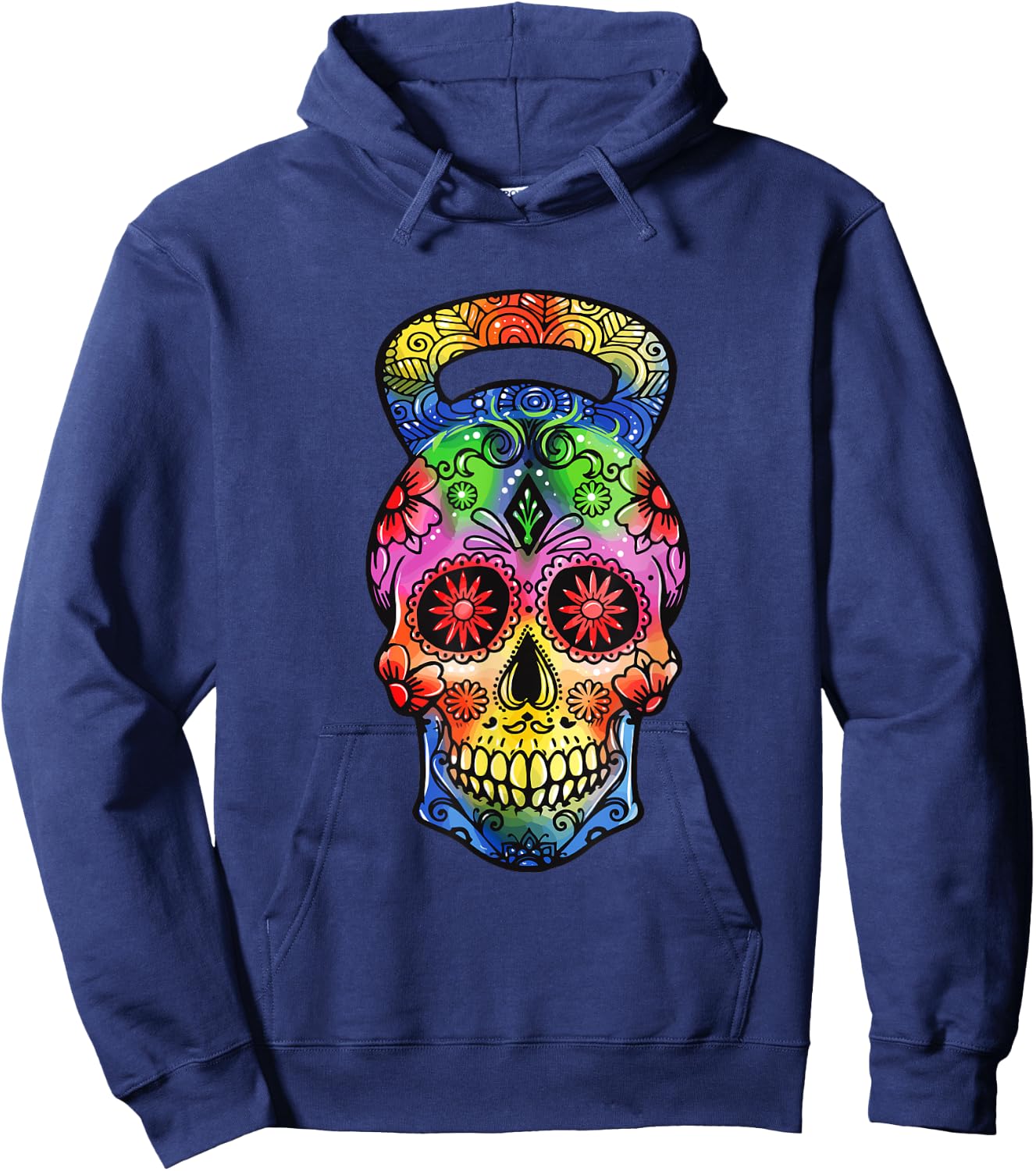Kettlebell Sugar Skull Weight Lifting Exercise Workout Hoodie - Hoodie | Navy