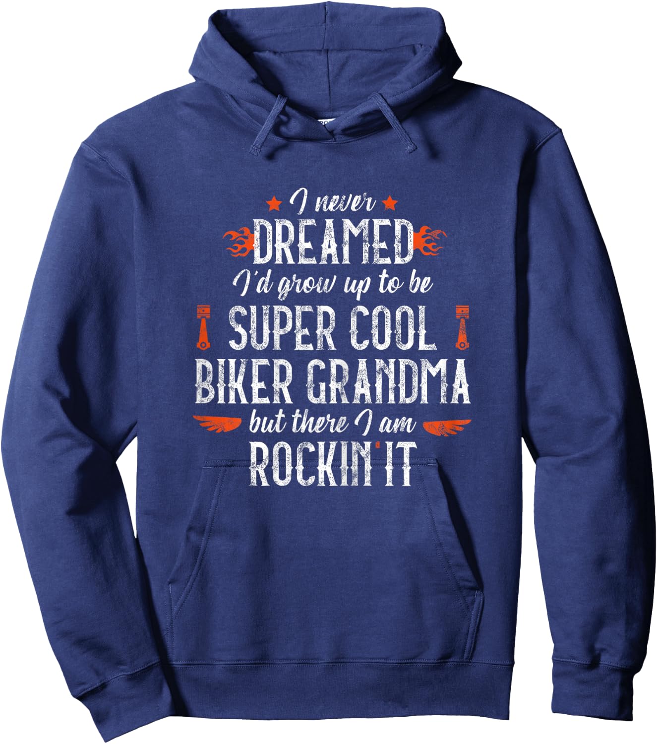 Motorcycle Grandma Biker Vintage Grandmother Outfit Short Sleeve Hoodie - Hoodie | Navy
