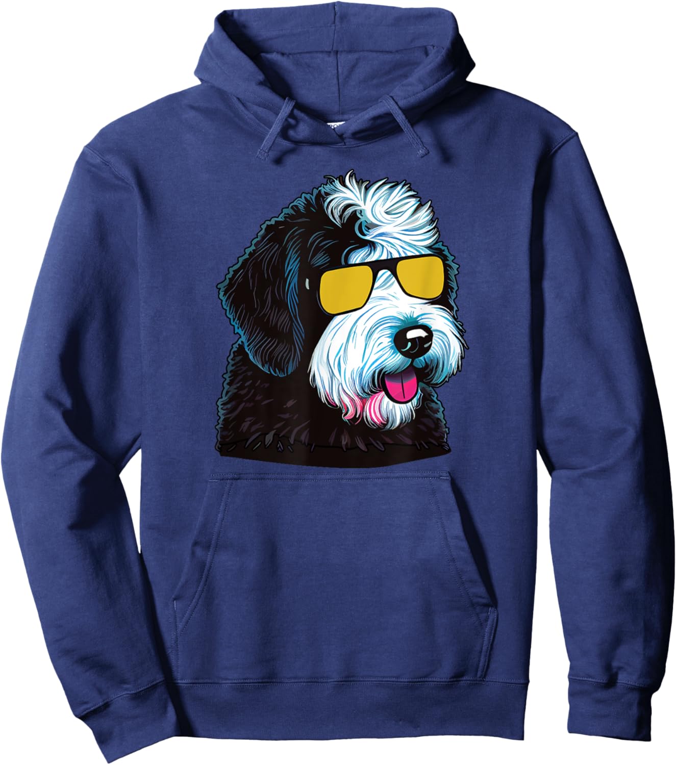 Dad Mom Cool Dog Sunglasses - Sheepadoodle Men Women Hoodie - Hoodie | Navy
