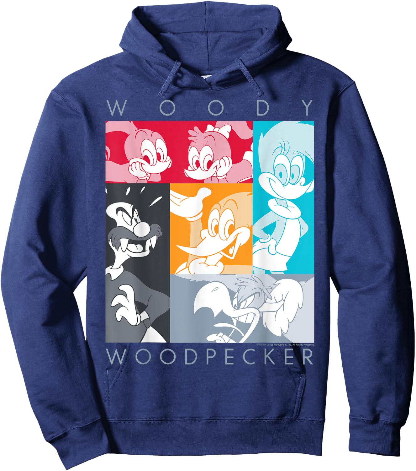 Woody Woodpecker Group Shot Panel Poster Hoodie - Hoodie | Navy